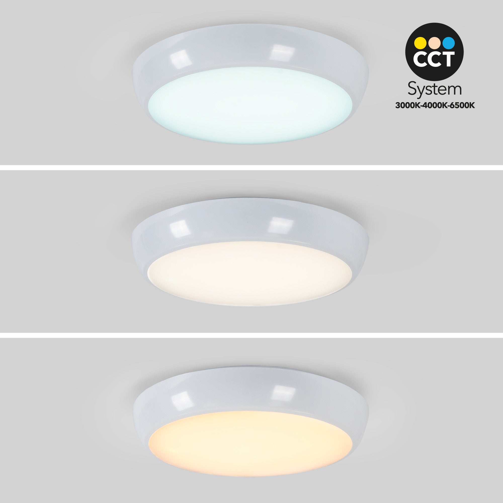 Plafón LED techo estanco / Luz de emergencia - CCT - Potencia ajustable 12W-16W - Ø31cm - IP65