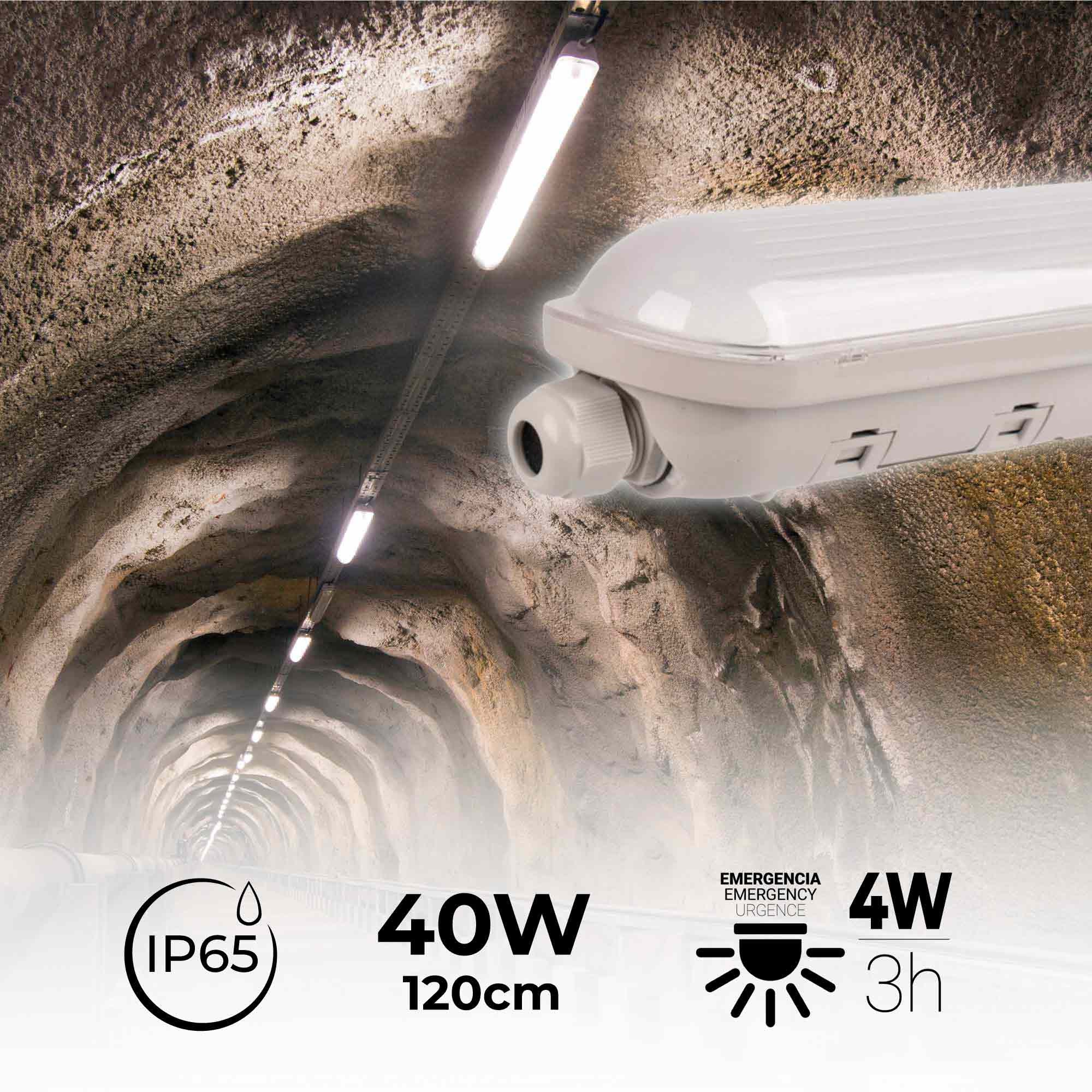 Pantalla estanca LED / Luz de emergencia - CCT - 120cm - Conectable - 40W - IP65