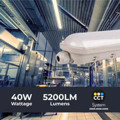 Pantalla estanca LED / Luz de emergencia - CCT - 120cm - Conectable - 40W - IP65