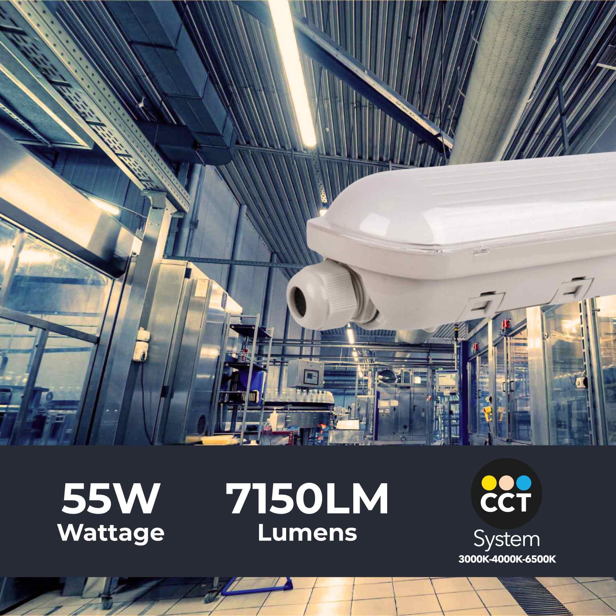 Pantalla estanca LED / Luz de emergencia - CCT - 150cm - Conectable 55W - IP65