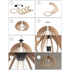 Lámpara colgante madera "Pili" - Ø 48cm - 1 x E27