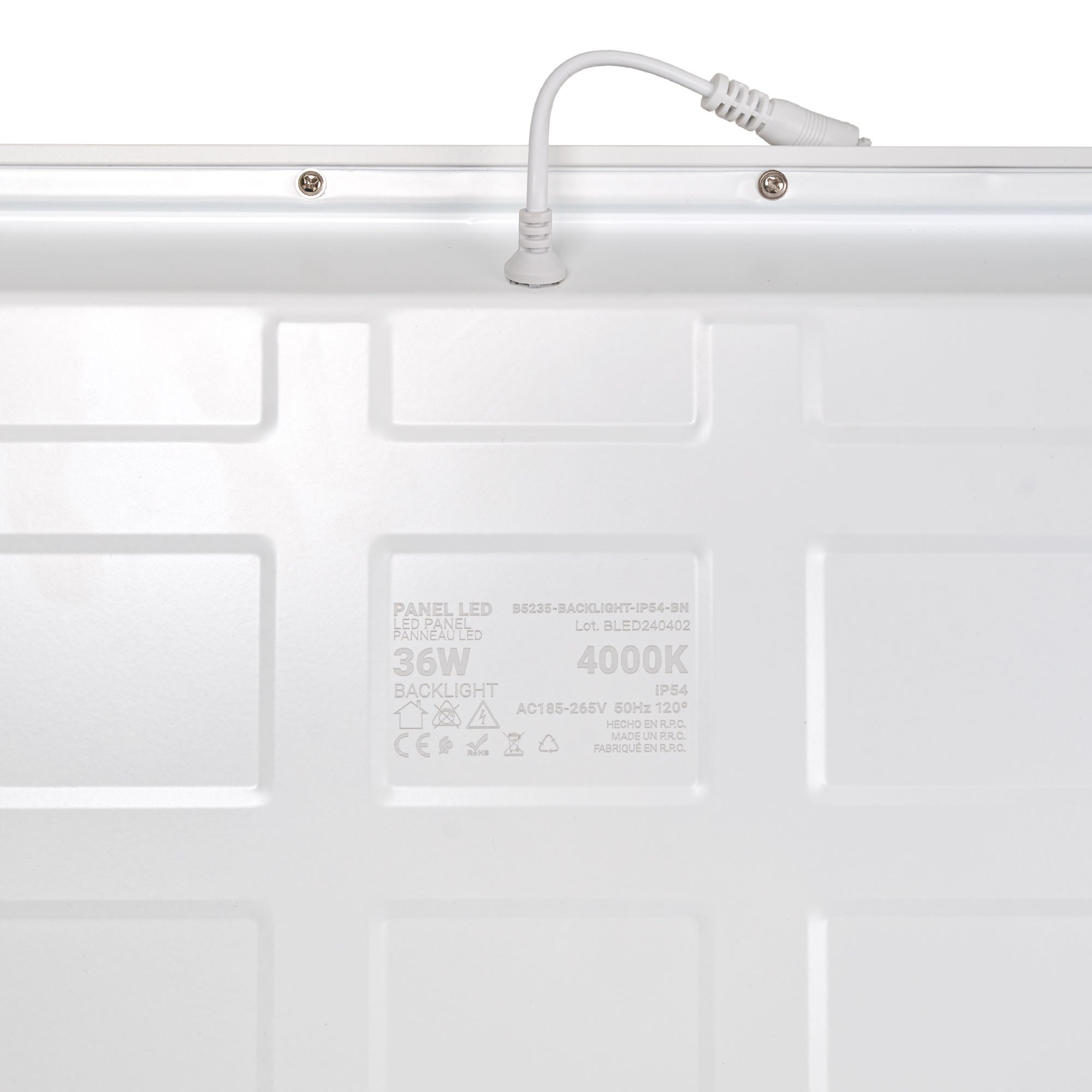 Panel LED empotrable Backlight 60x60cm - 36W - IP54 - Driver Philips - UGR22