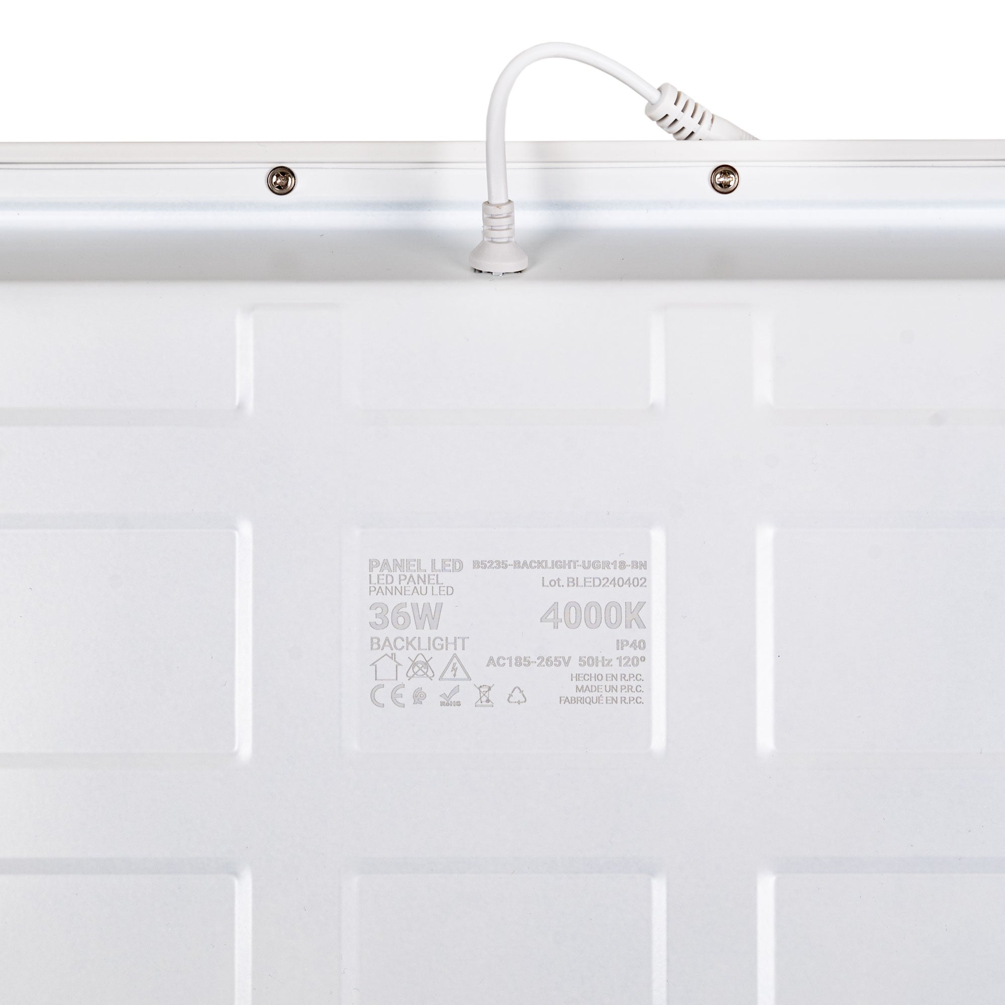 Panel LED empotrable Backlight 60x60cm - UGR18 - 36W - IP40 - Driver Philips