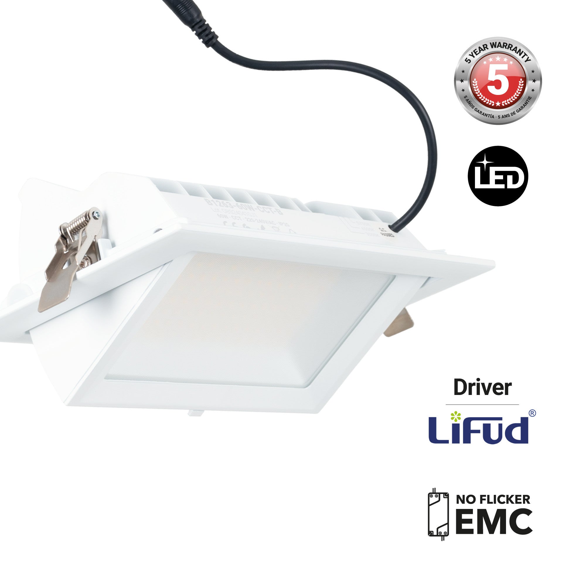 Downlight LED rectangular orientable CCT 60W  - 100° Driver LIFUD