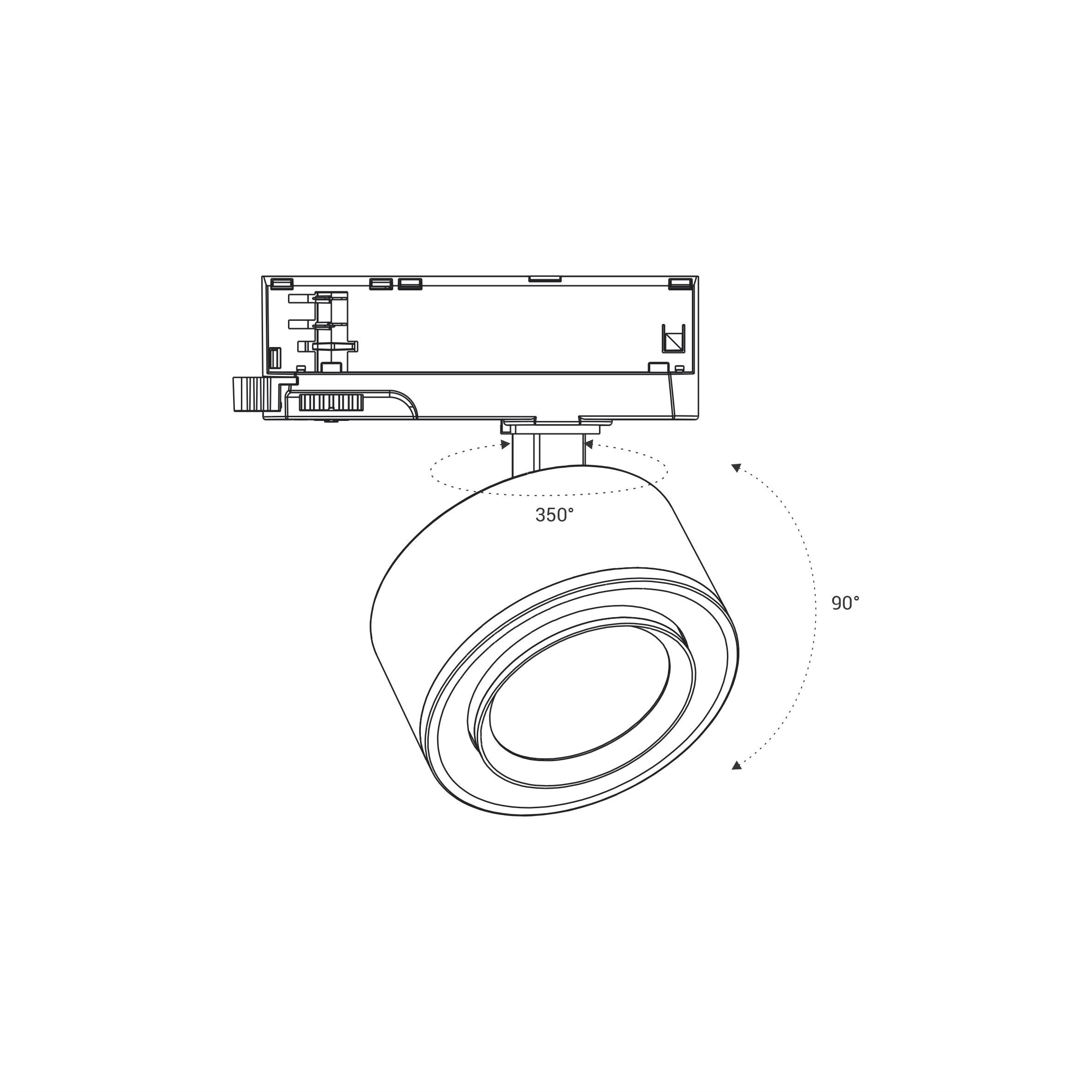 Proyector LED circular para carril trifásico 35W - ZOOM 15º- 45º - 4000K - CRI 90