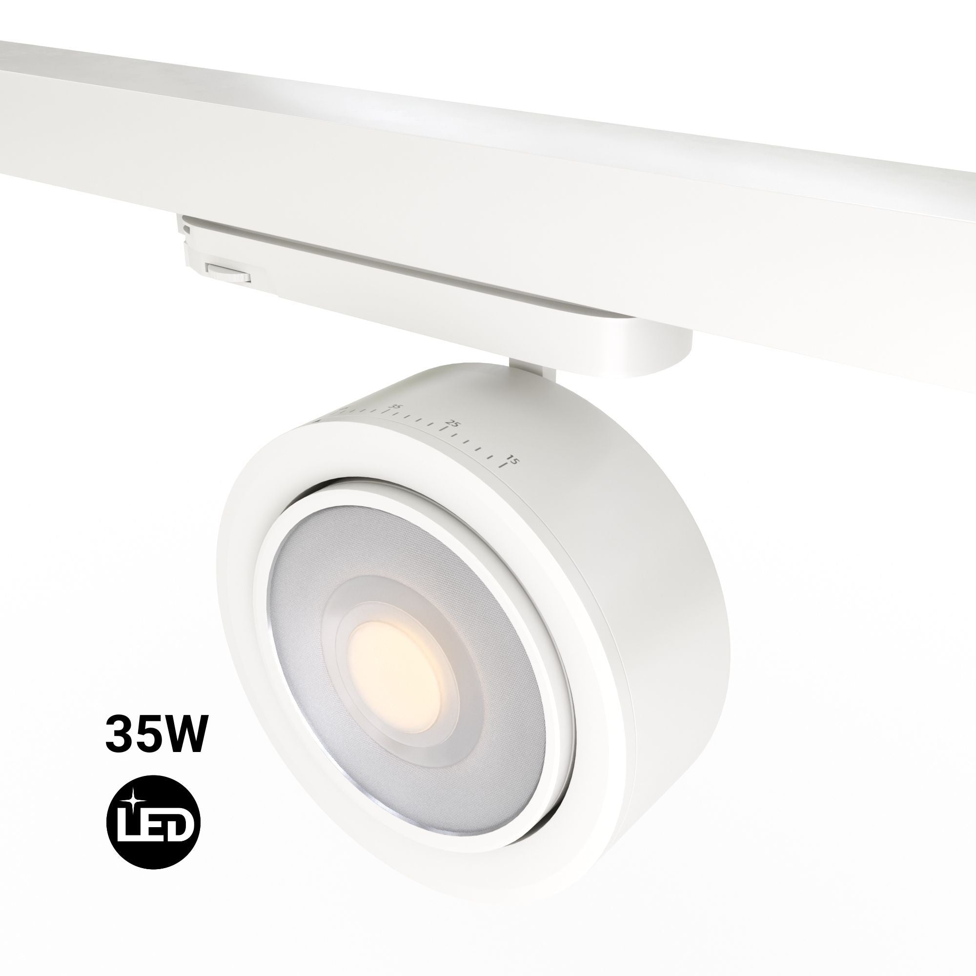 Proyector LED circular para carril trifásico 35W - ZOOM 15º- 45º - 4000K - CRI 90