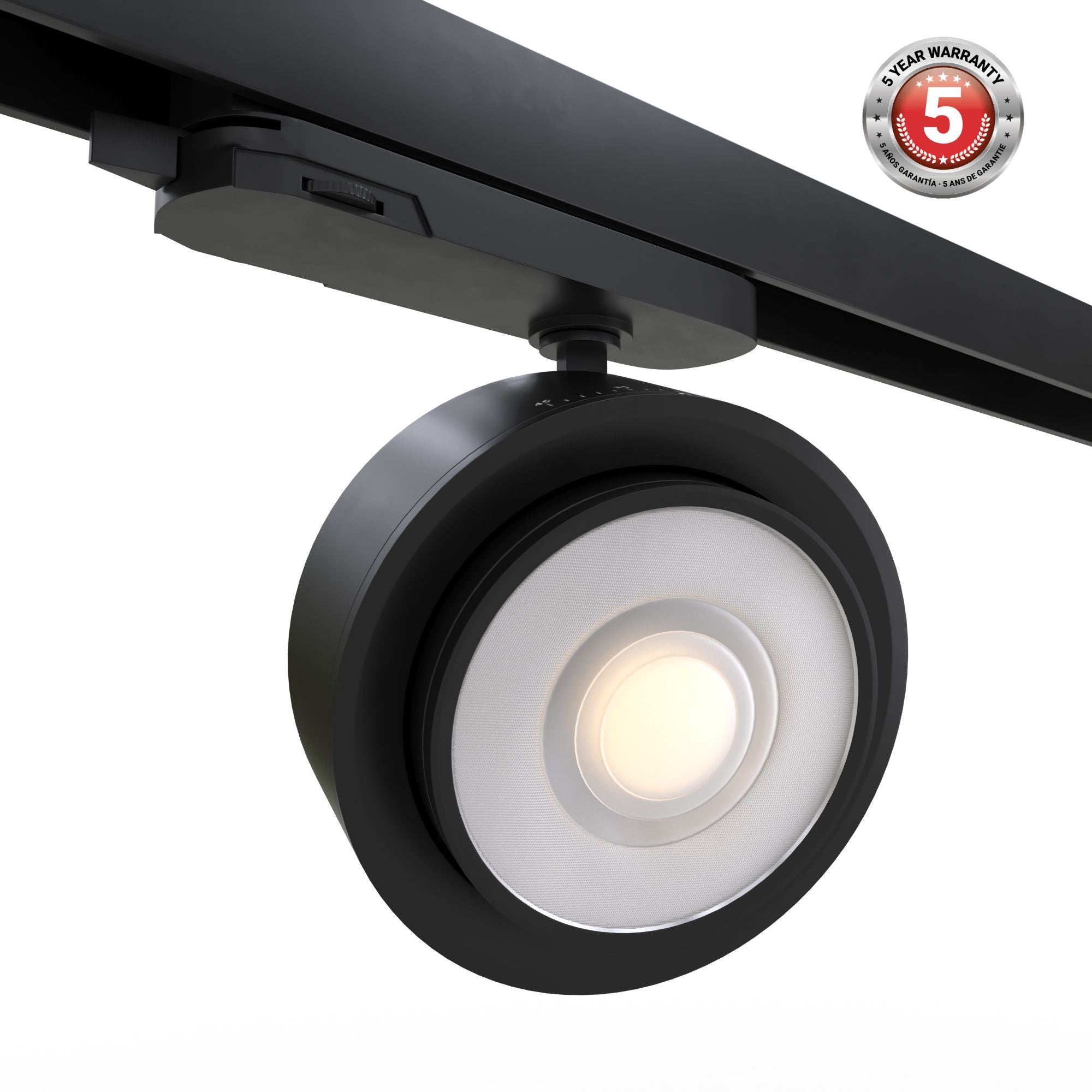 Proyector LED circular para carril trifásico 35W - ZOOM 15º- 45º - 4000K - CRI 90