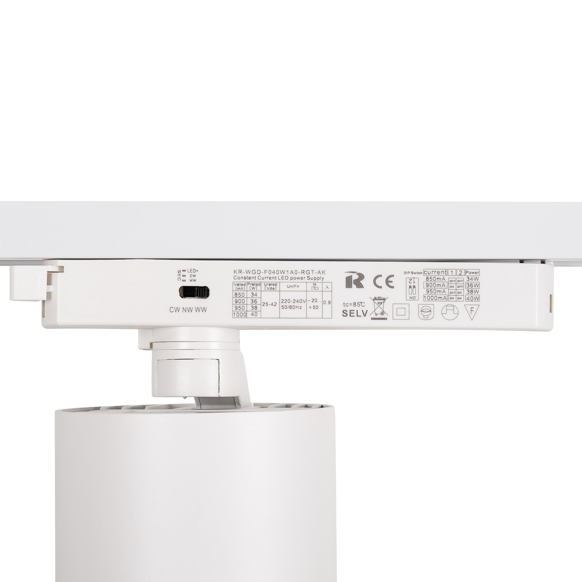 Proyector LED para carril Monofasico 35W CCT - ZOOM 20º- 60º - CRI 90