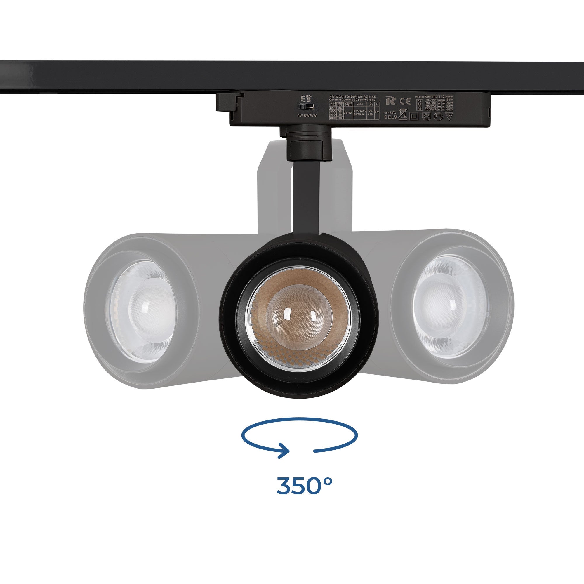 Proyector LED para carril Monofasico 35W CCT - ZOOM 20º- 60º - CRI 90
