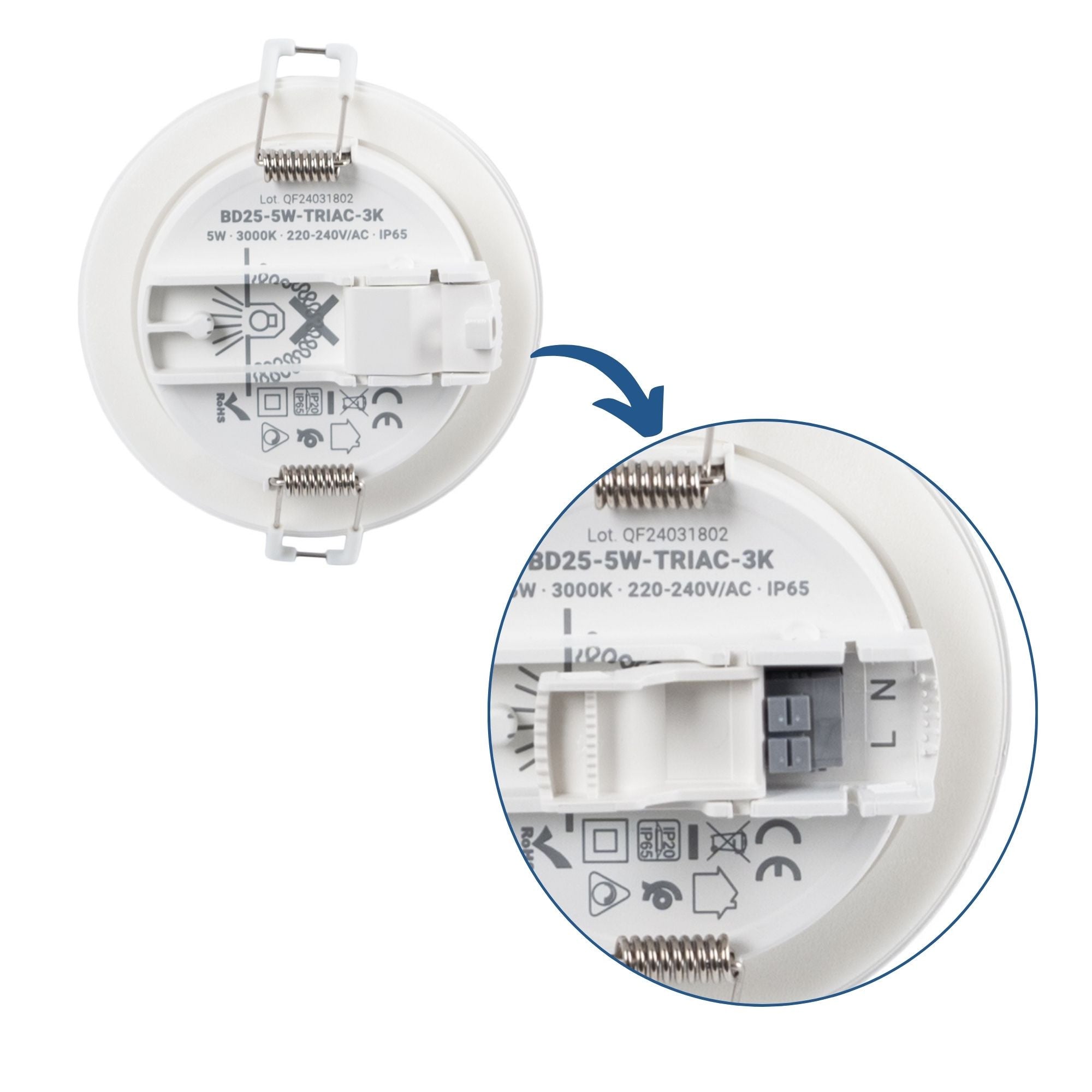 Downlight LED exterior 5W  - IP65 - TRIAC regulable - Aro intercambiable - Corte Ø68mm