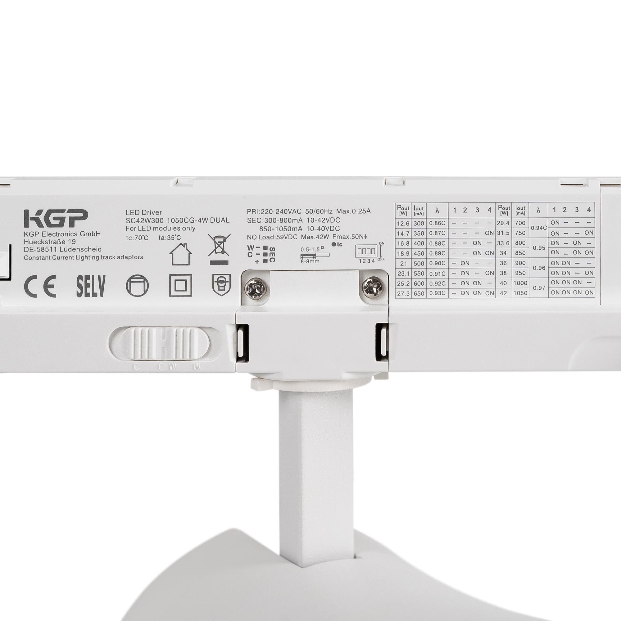 Proyector LED arquitectónico para carril trifásico CCT - 40W - CRI 90 - Driver KGP