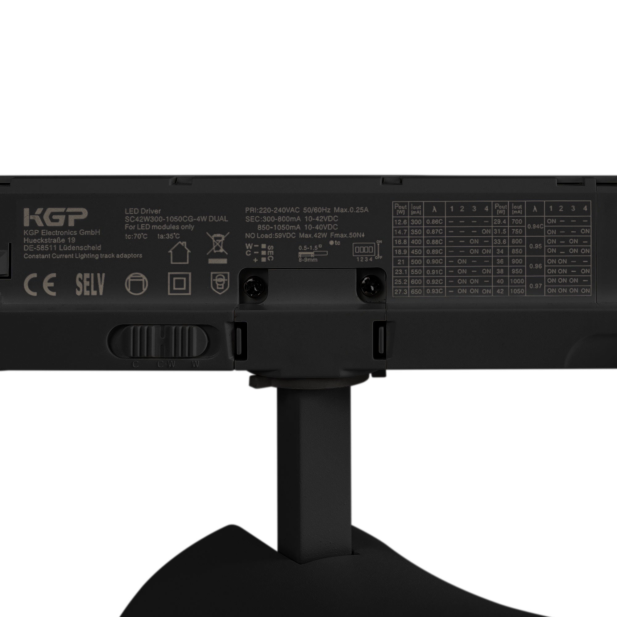 Proyector LED arquitectónico para carril trifásico CCT - 40W - CRI 90 - Driver KGP