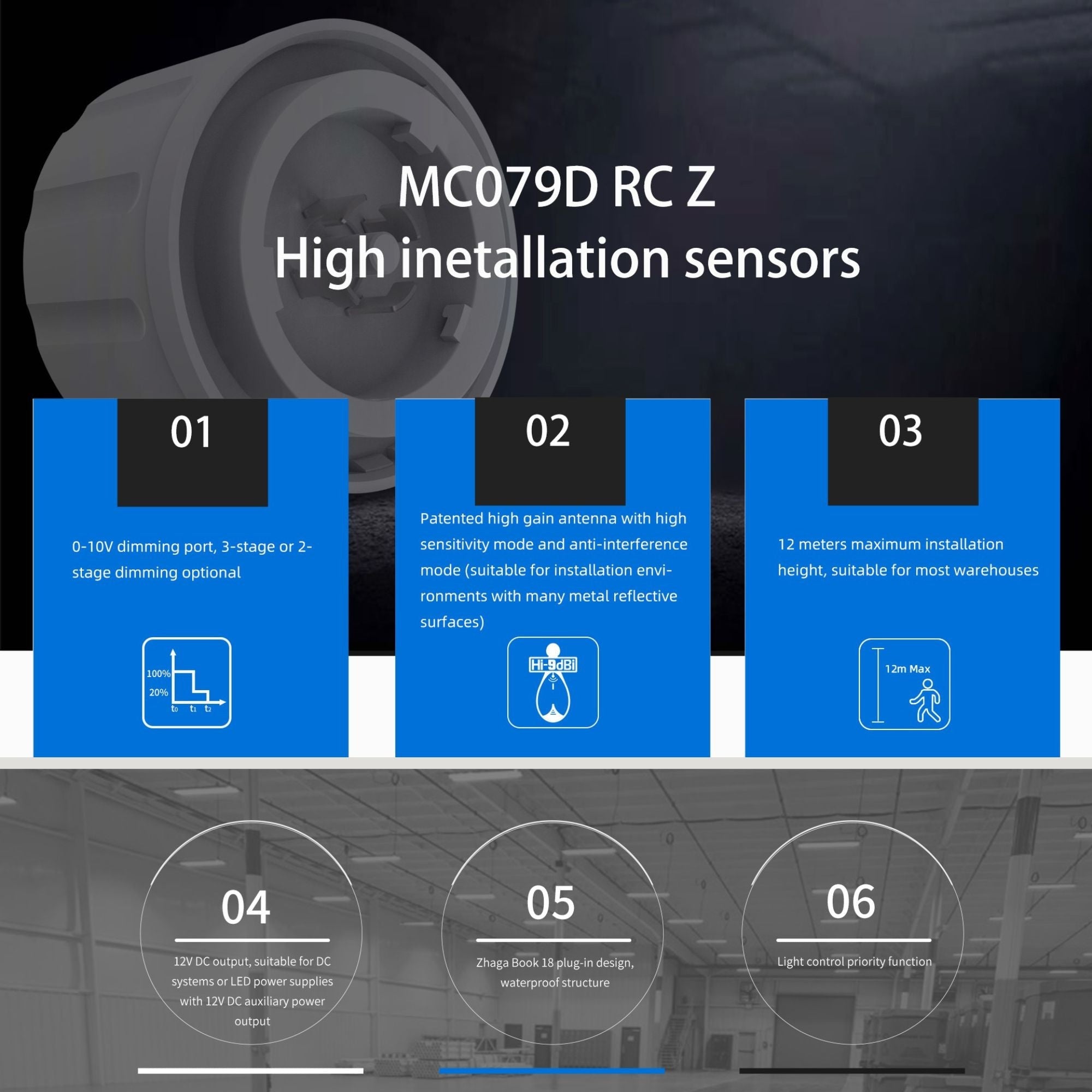 Sensor de movimiento por microondas para campanas LED industriales B8155