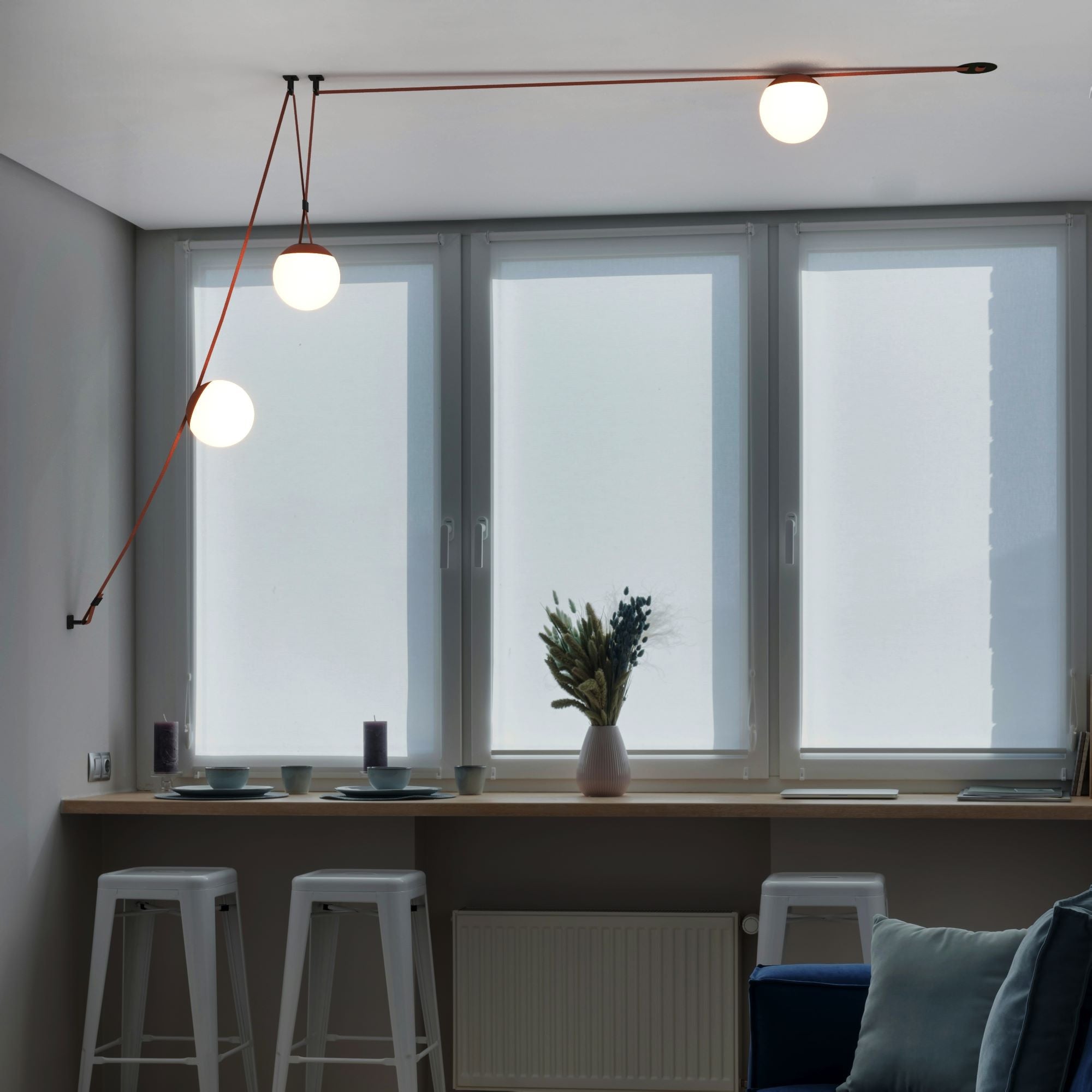 Lámpara configurable "Axia 6" - KIT 3 lámparas bola 12W + cinta textil eléctrica + accesorios