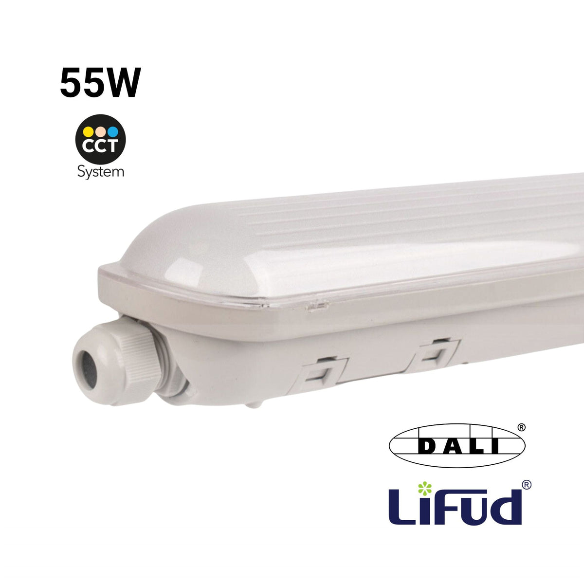 Pantalla estanca LED lineal enlazable- Regulable DALI - CCT - 150cm - 55W - Driver LIFUD - IP65