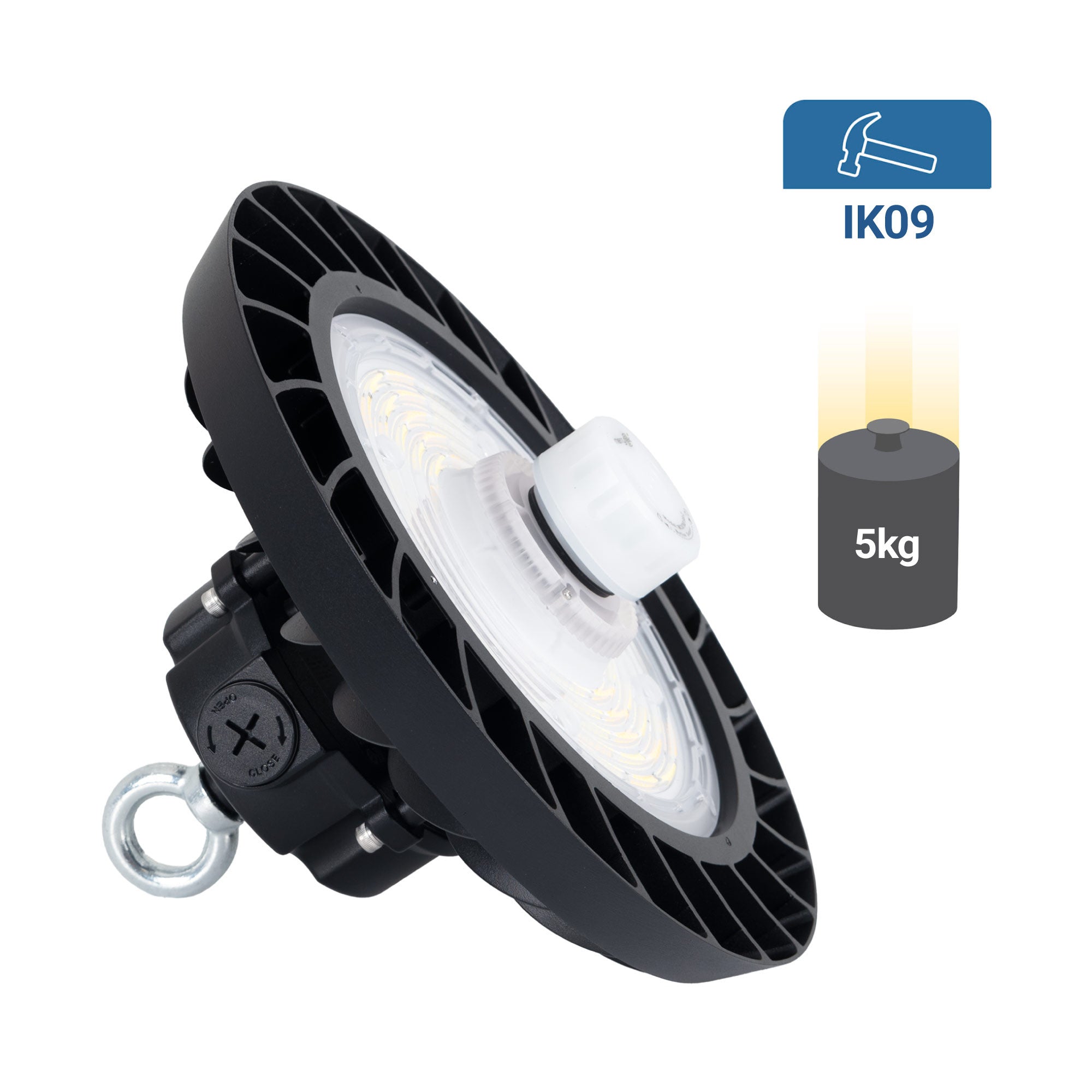 Campana LED UFO industrial 150W - CCT - Con sensor de movimiento - 170lm/W - Driver LIFUD - IP65 - 5 años garantía