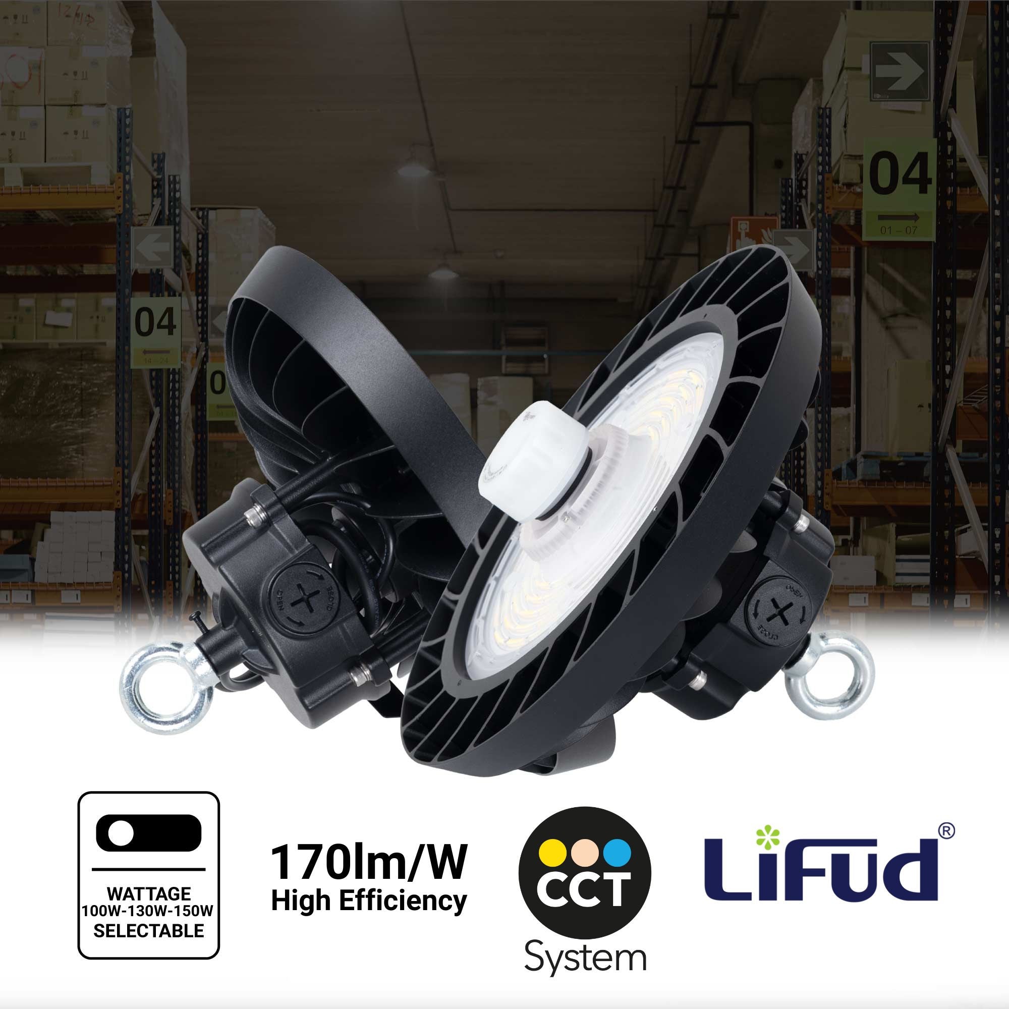 Campana LED UFO industrial 150W - CCT - Con sensor de movimiento - 170lm/W - Driver LIFUD - IP65 - 5 años garantía
