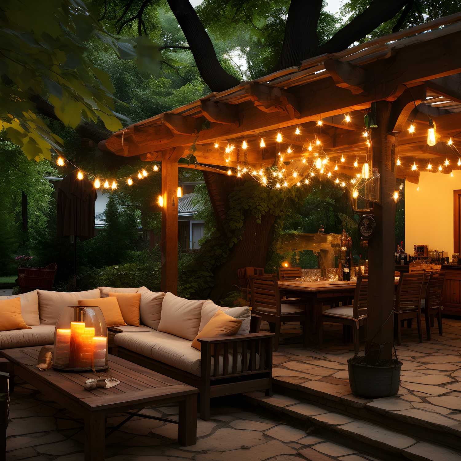 Kit guirnalda luces exterior 11,5 metros + 10 bombillas LED G45/E27 filamento 4W - 2200K - IP44