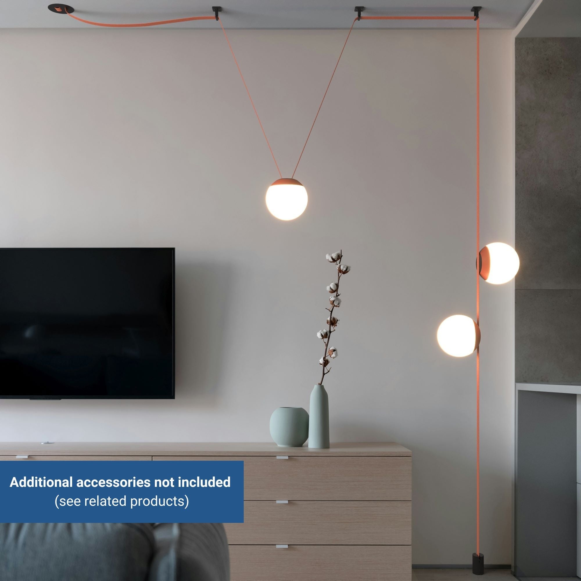 Lámpara configurable "Axia 1" - KIT lámpara bola 12W + cinta textil eléctrica + accesorios
