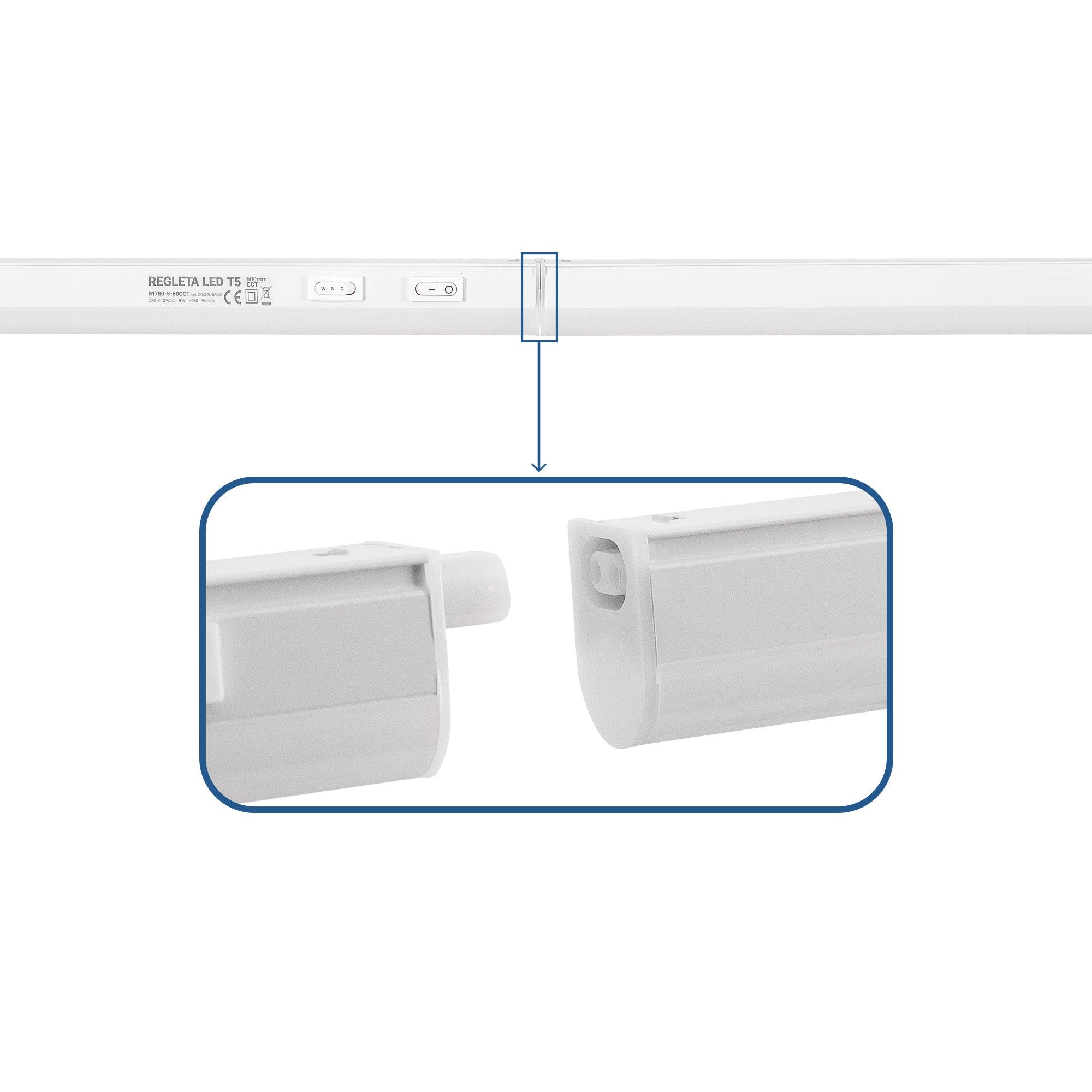 Regleta LED bajo mueble T5 - 8W - CCT - 60 cm - Opal