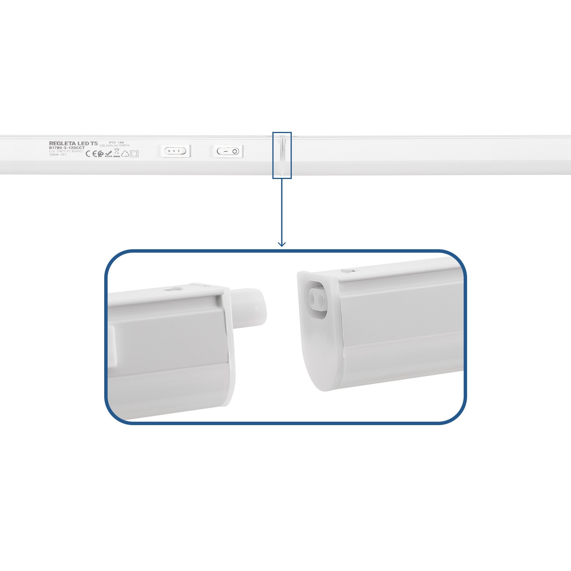Regleta LED bajo mueble T5 - 14W - CCT - 120 cm - Opal