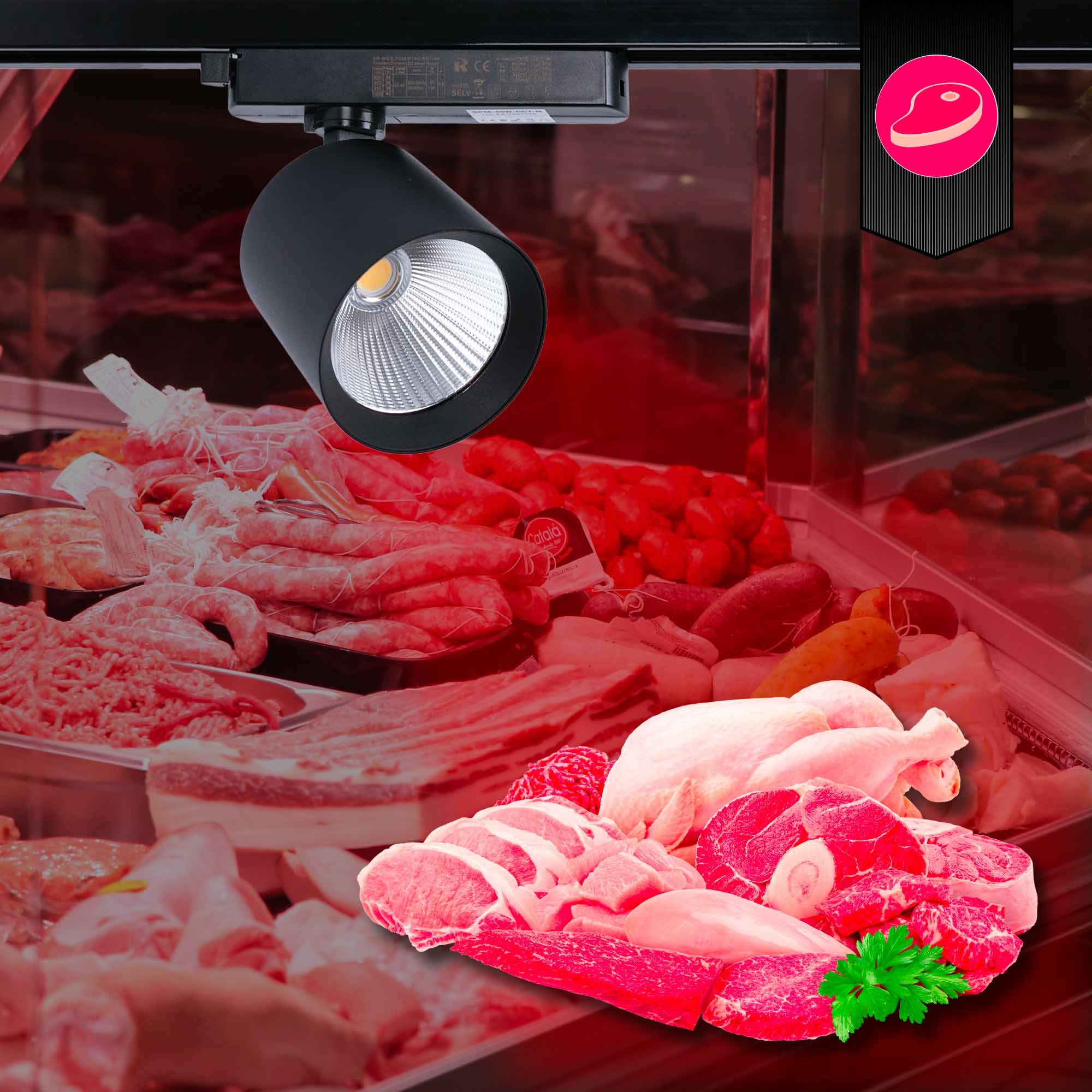 Proyector LED para carril monofásico 40W - Carnicerías