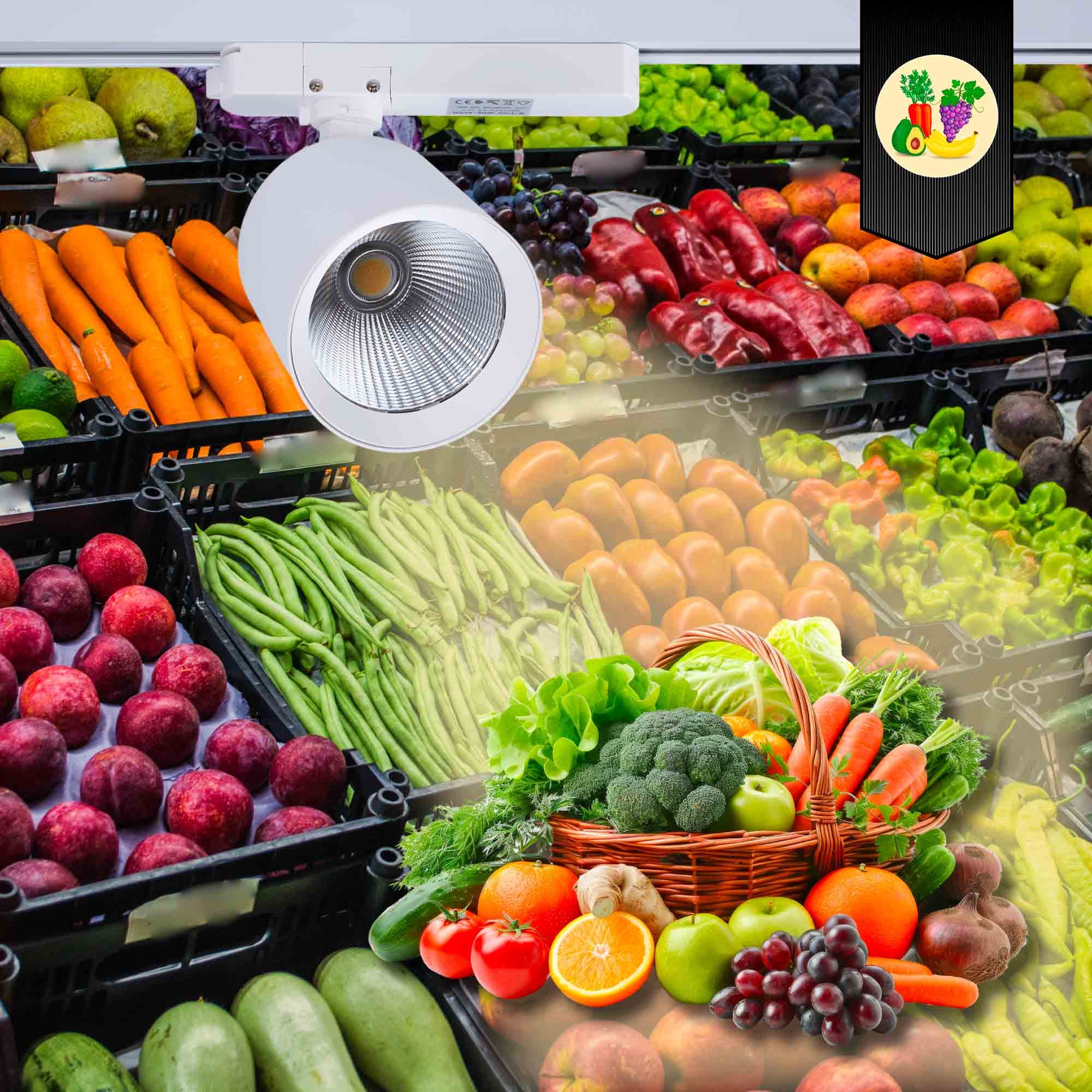 Proyector LED para carril monofásico 40W - Fruterías y verdulerías