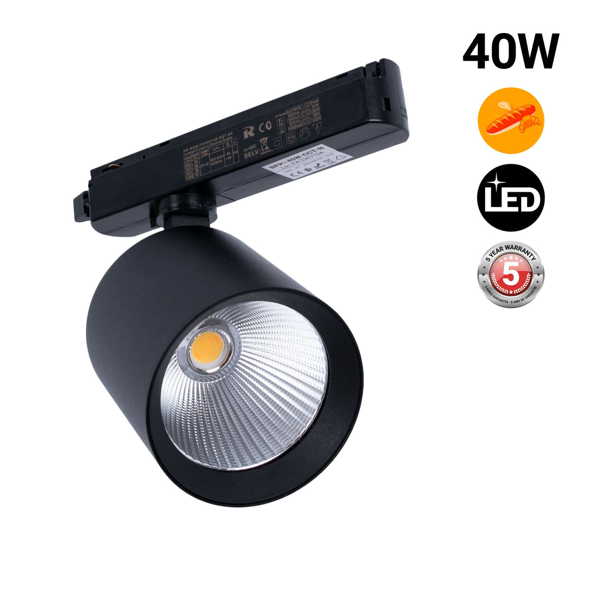Proyector LED para carril monofásico 40W - Panaderías