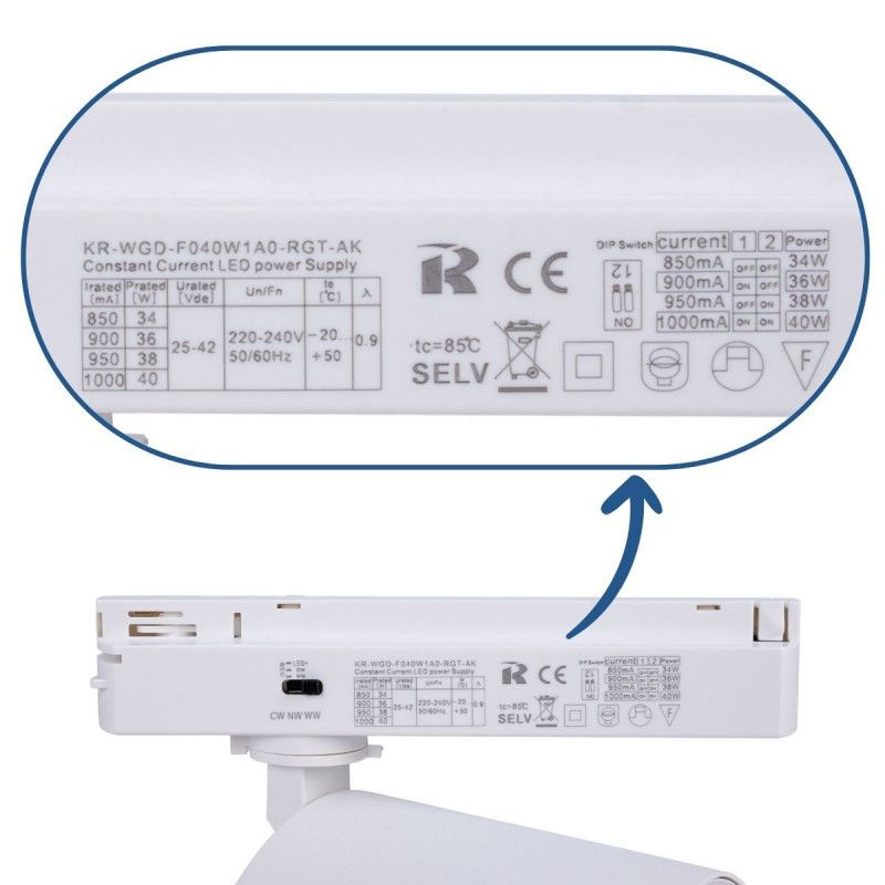Proyector LED para carril monofásico 40W - Panaderías