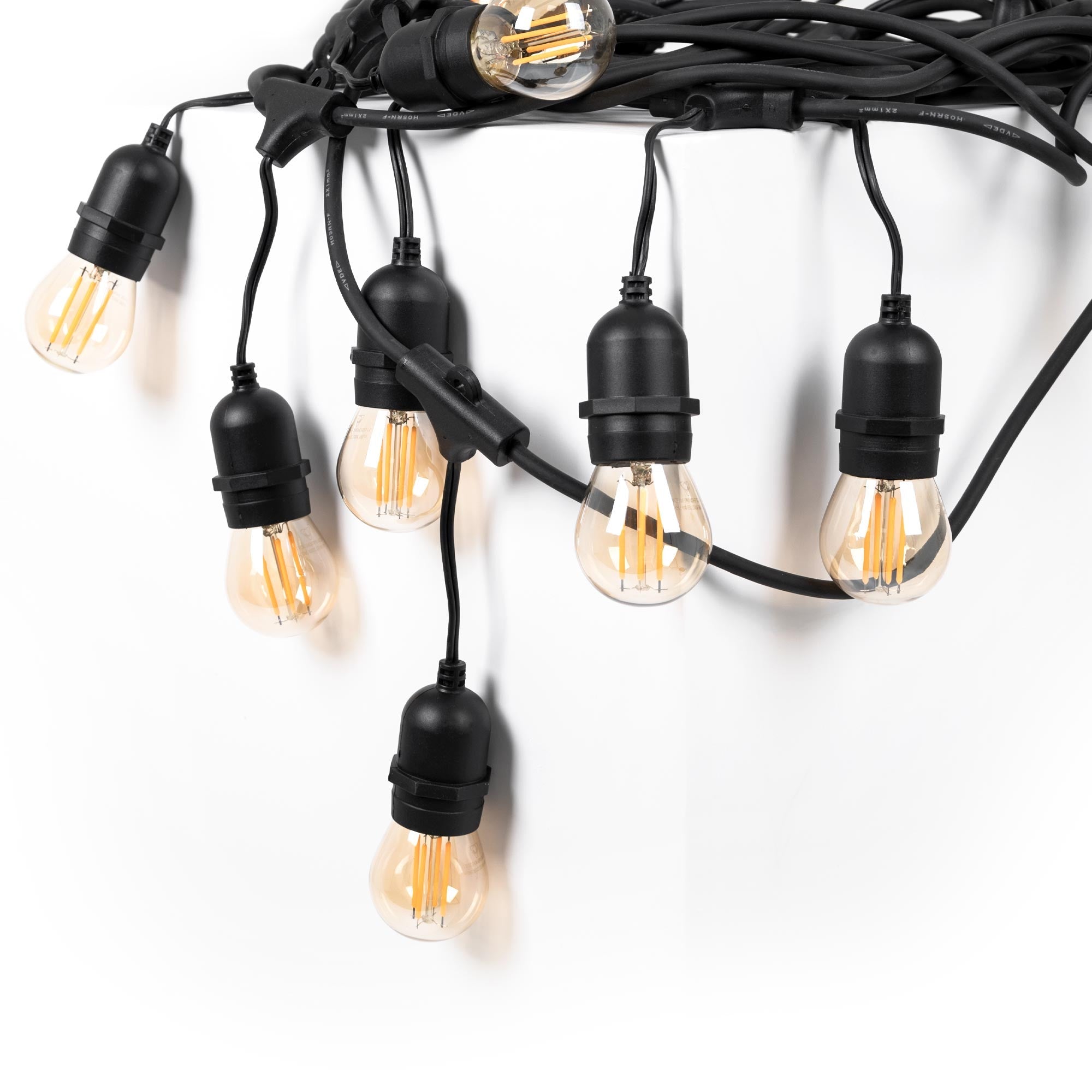 Kit guirnalda luces exterior 11,5 metros + 10 bombillas LED G45/E27 filamento 4W - 2200K - IP44