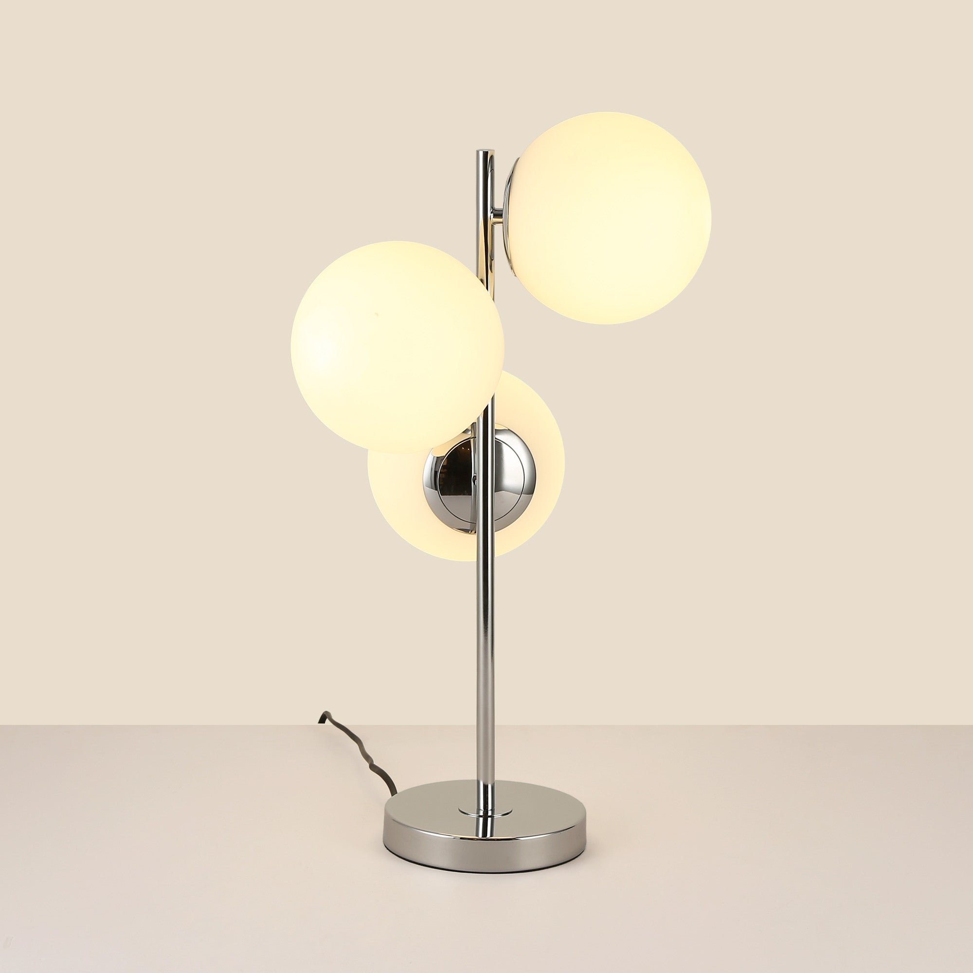 Lámpara de mesa bola cristal triple "ROM" - 3 x E27 - Ø 15cm
