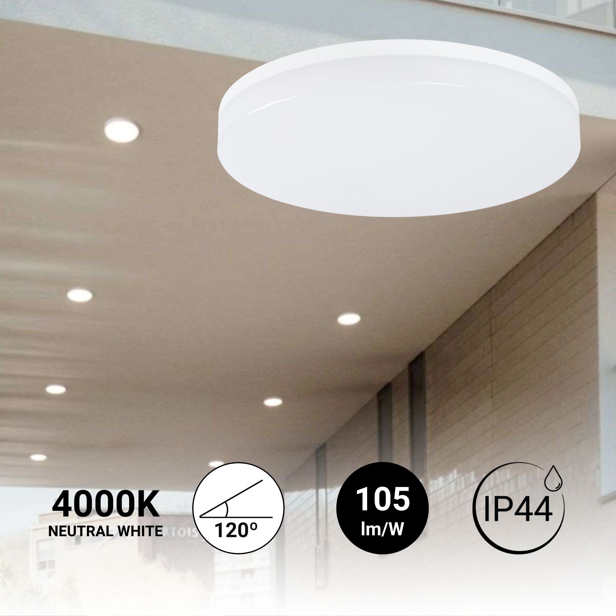 Plafón LED techo 18W - IP44 - Ø26 cm