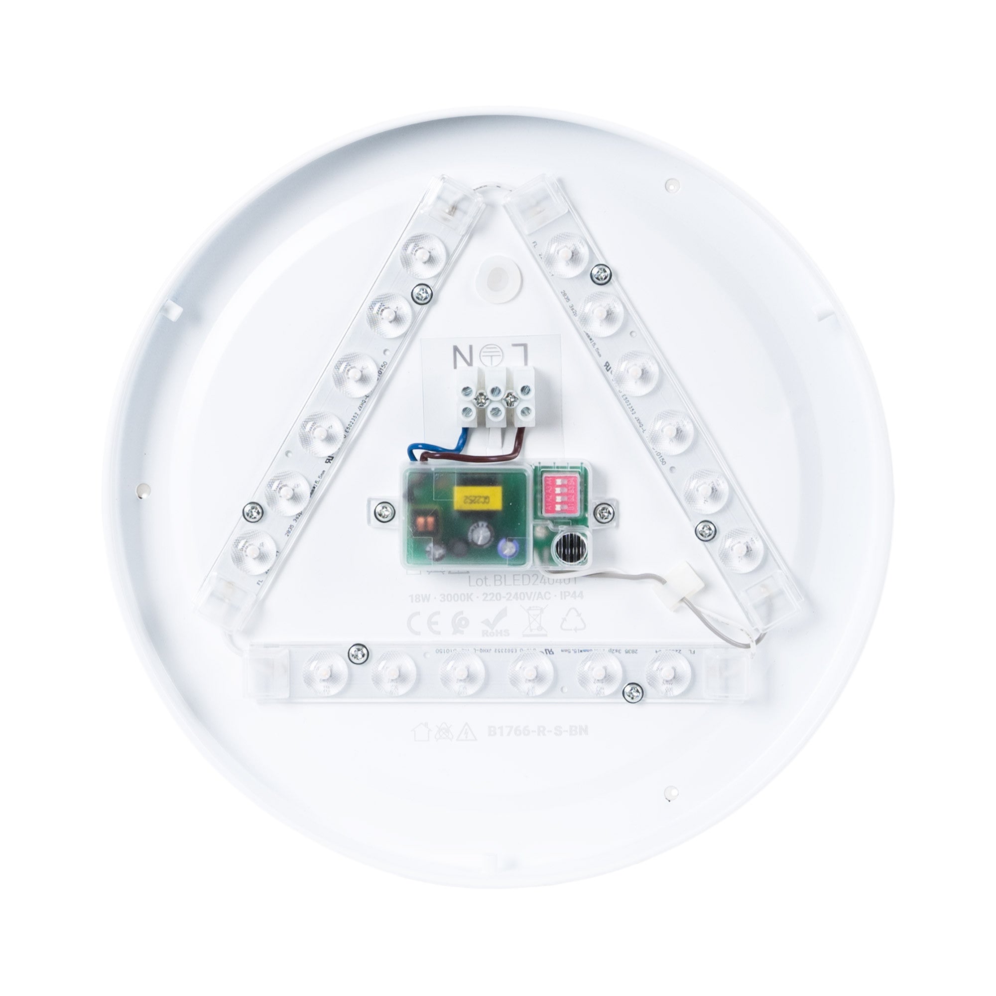 Plafón LED techo 18W - Sensor de sonido + sensor crepuscular - IP44 - Ø26 cm