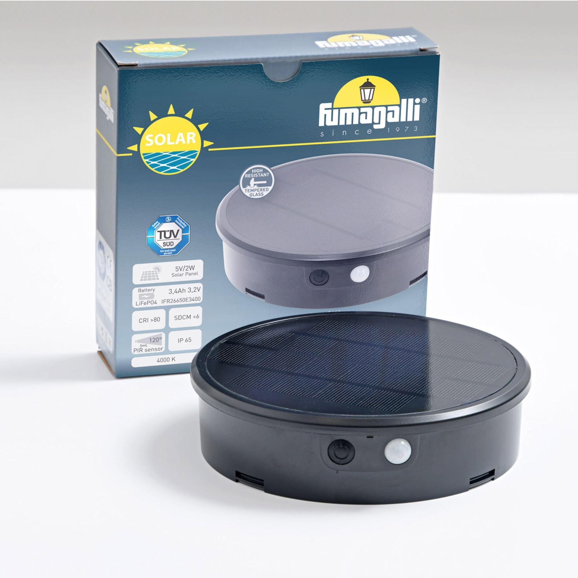 Bolardo solar LED "FELICE 400" con sensor PIR - 33 cm - 4000K - 2 modos de funcionamiento