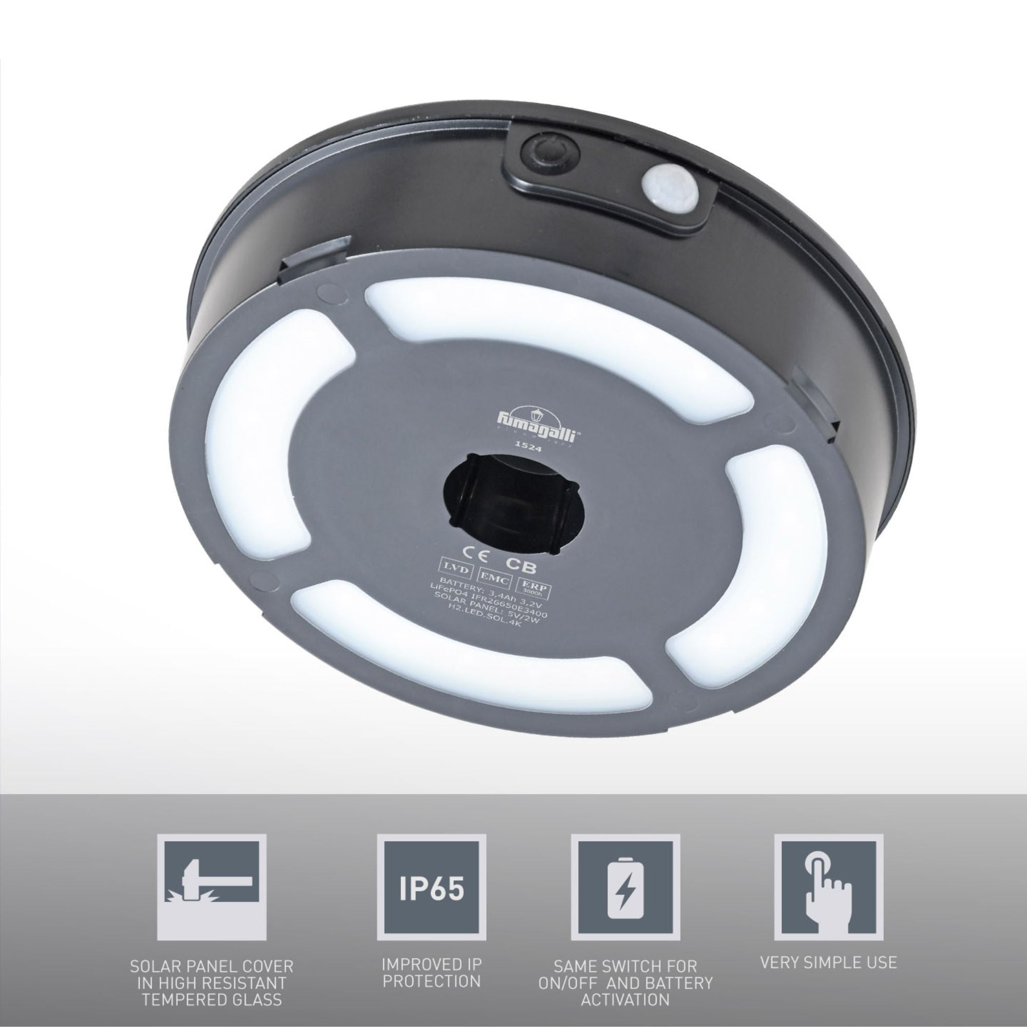 Bolardo solar LED "FELICE 800" con sensor PIR - 73 cm - 4000K - 2 modos de funcionamiento
