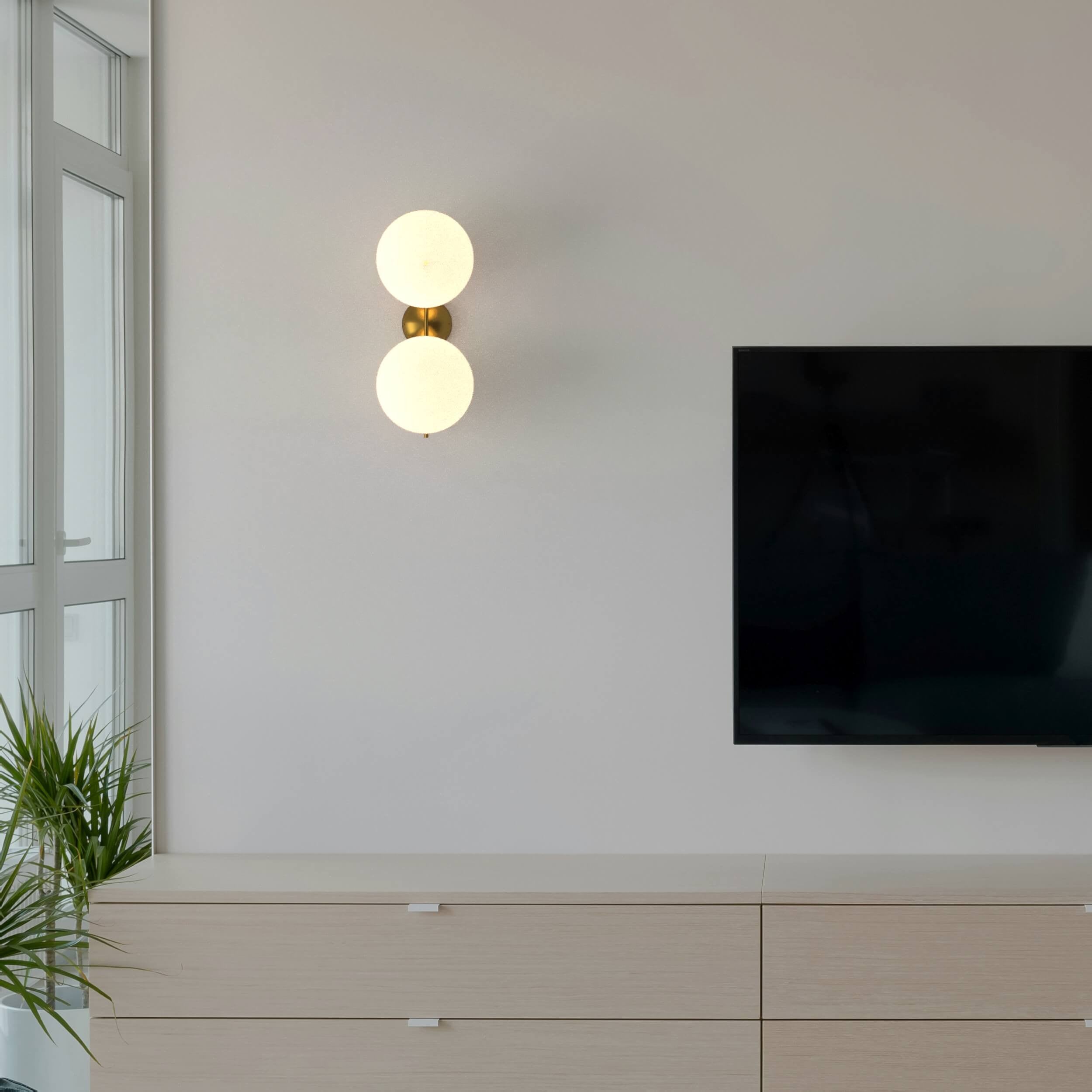 Aplique de pared doble bola cristal "VIC 220" - E27 - Ø 22cm