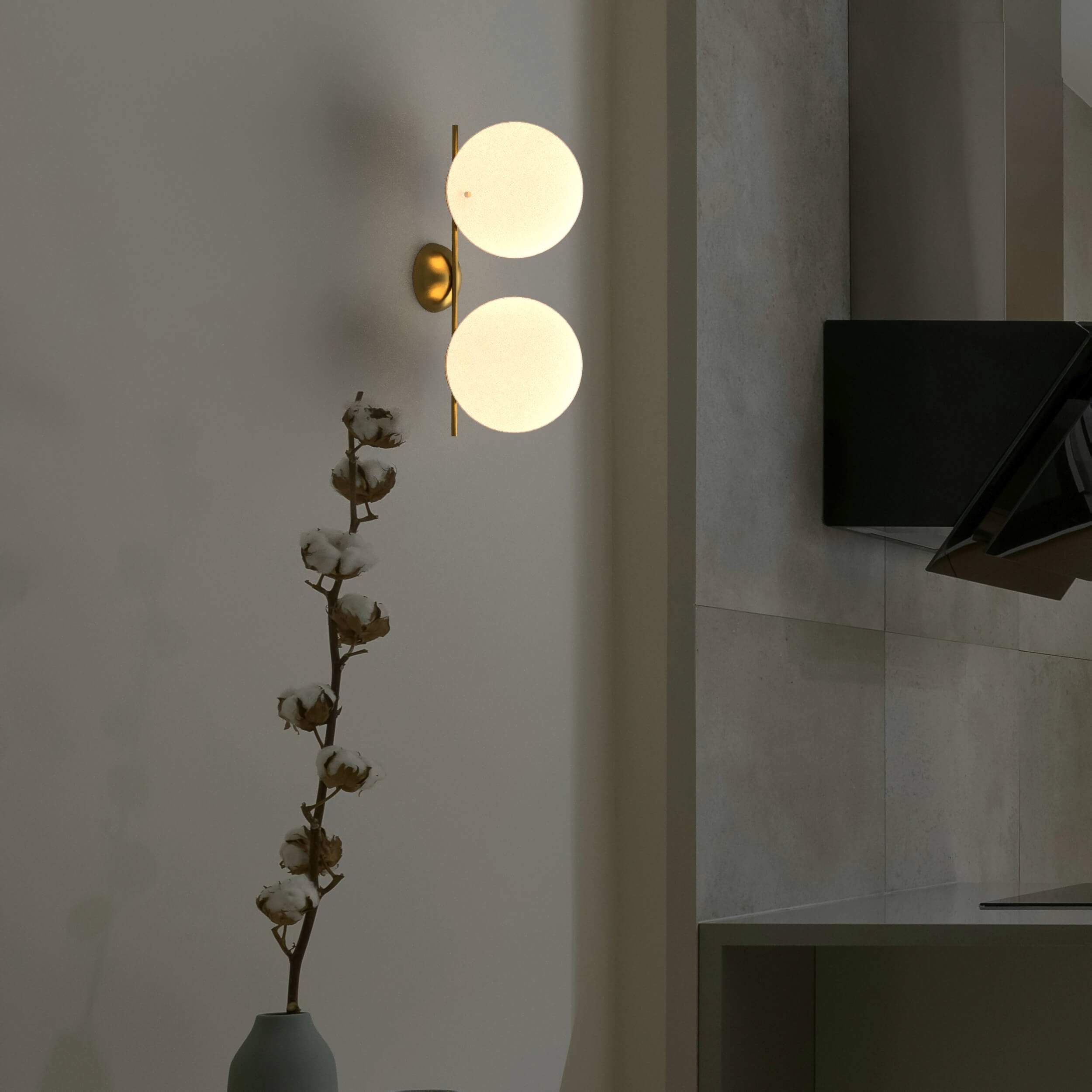 Aplique de pared doble bola cristal "VIC 220" - E27 - Ø 22cm