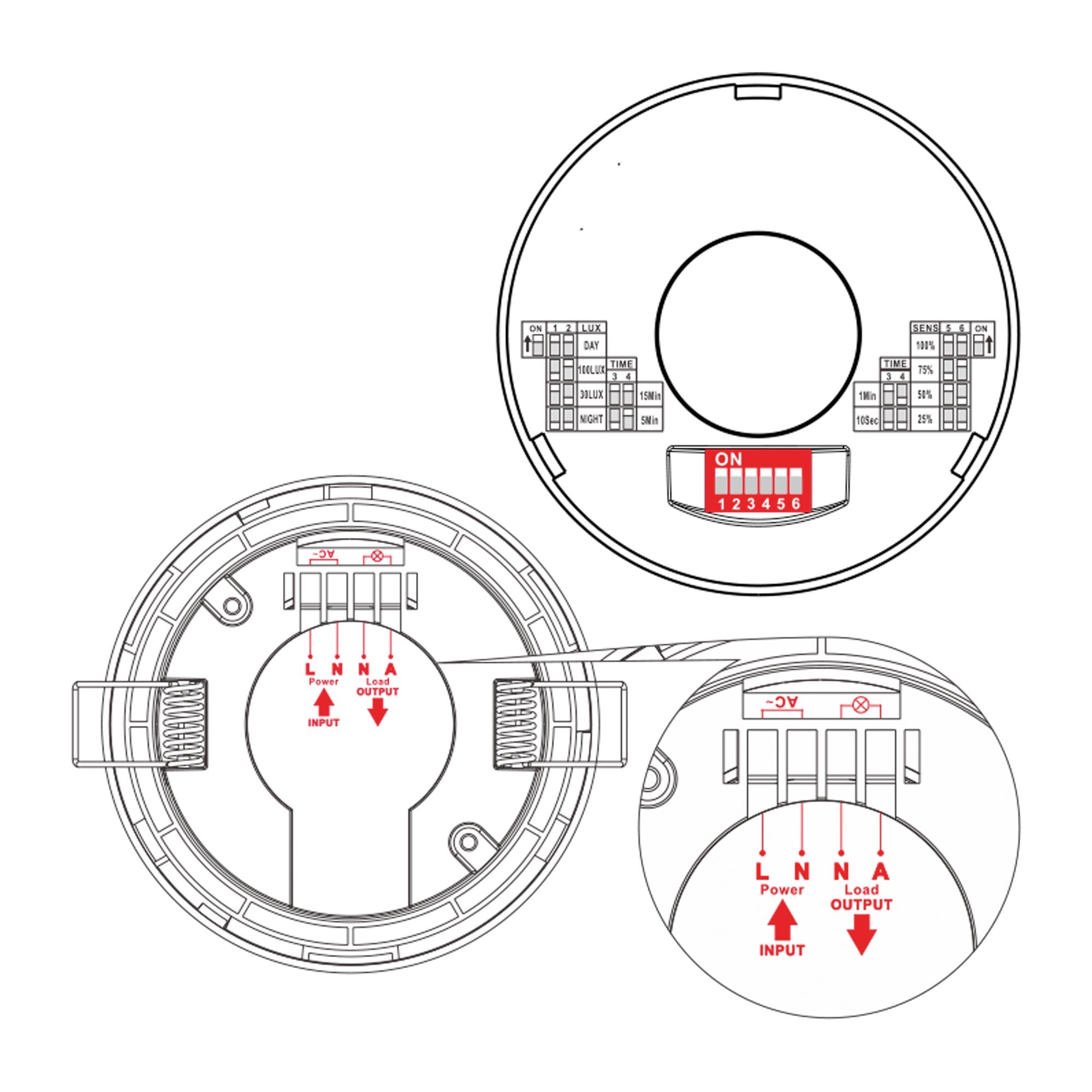 Sensor de movimiento por microondas 2 en 1 - Superficie/ empotrable - DIP Switch