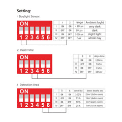 Sensor de movimiento por microondas 2 en 1 - Superficie/ empotrable - DIP Switch