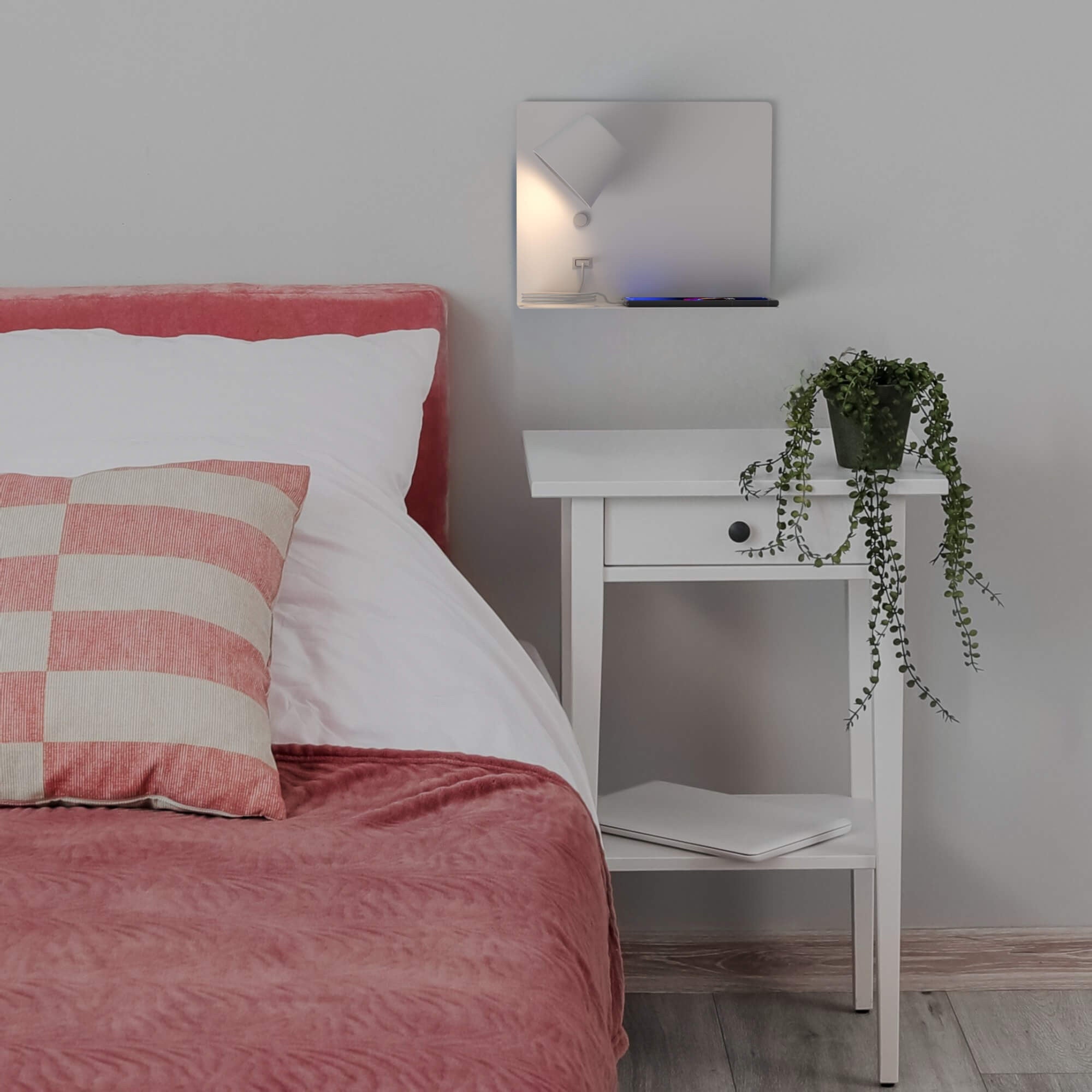 Aplique de pared para lectura con puerto USB "BASKOP" - 6W - Izquierda