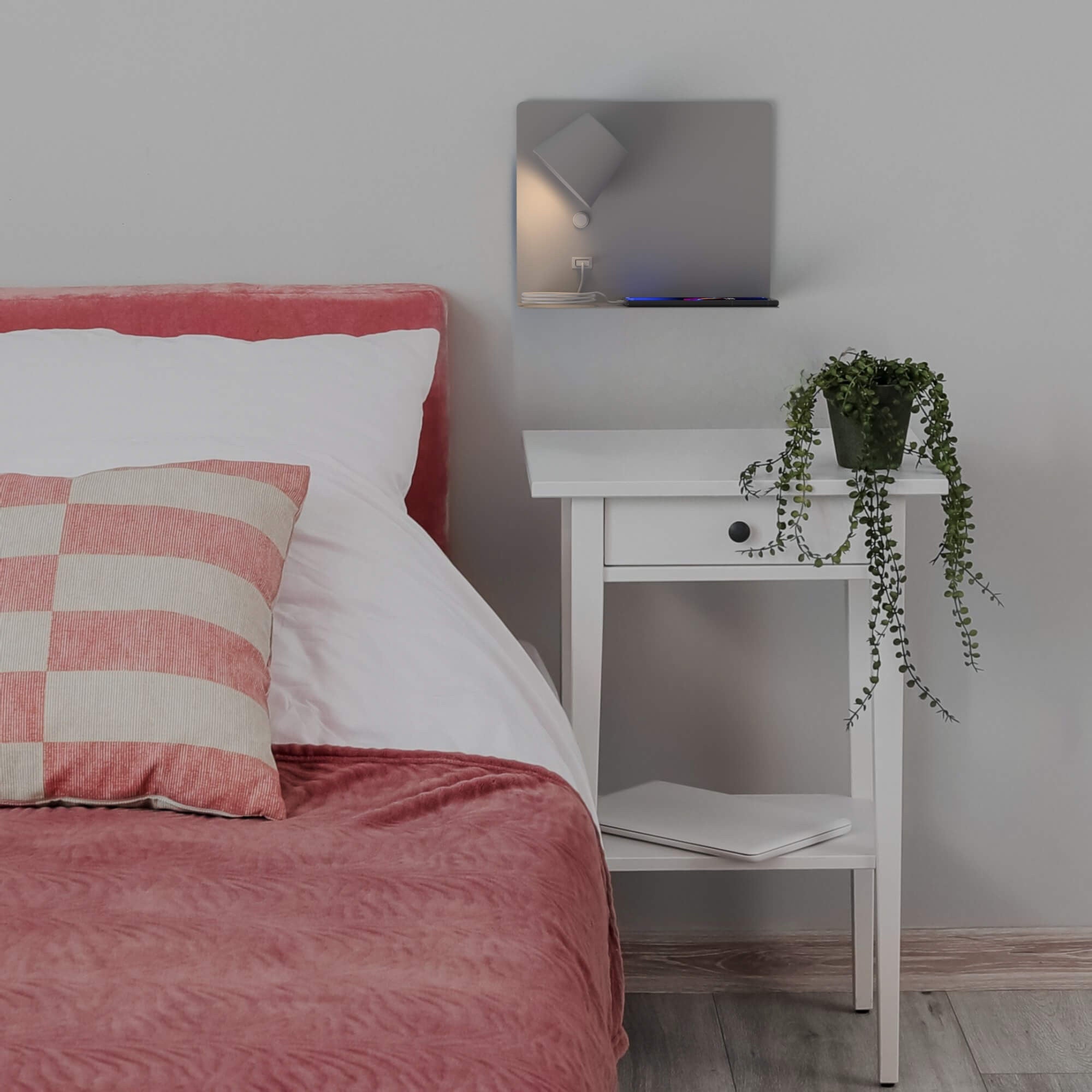 Aplique de pared para lectura con puerto USB "BASKOP" - 6W - Izquierda