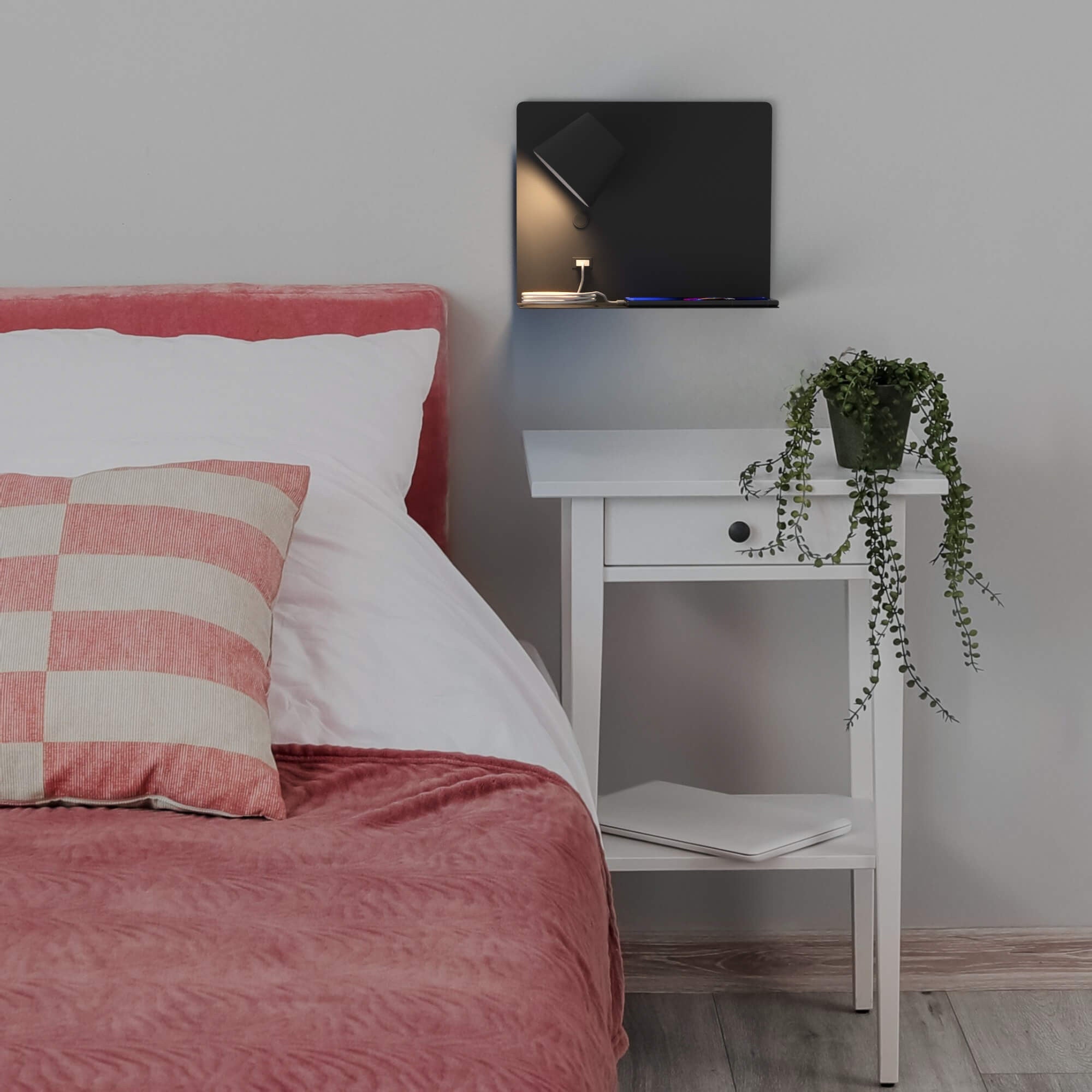 Aplique de pared para lectura con puerto USB "BASKOP" - 6W - Izquierda