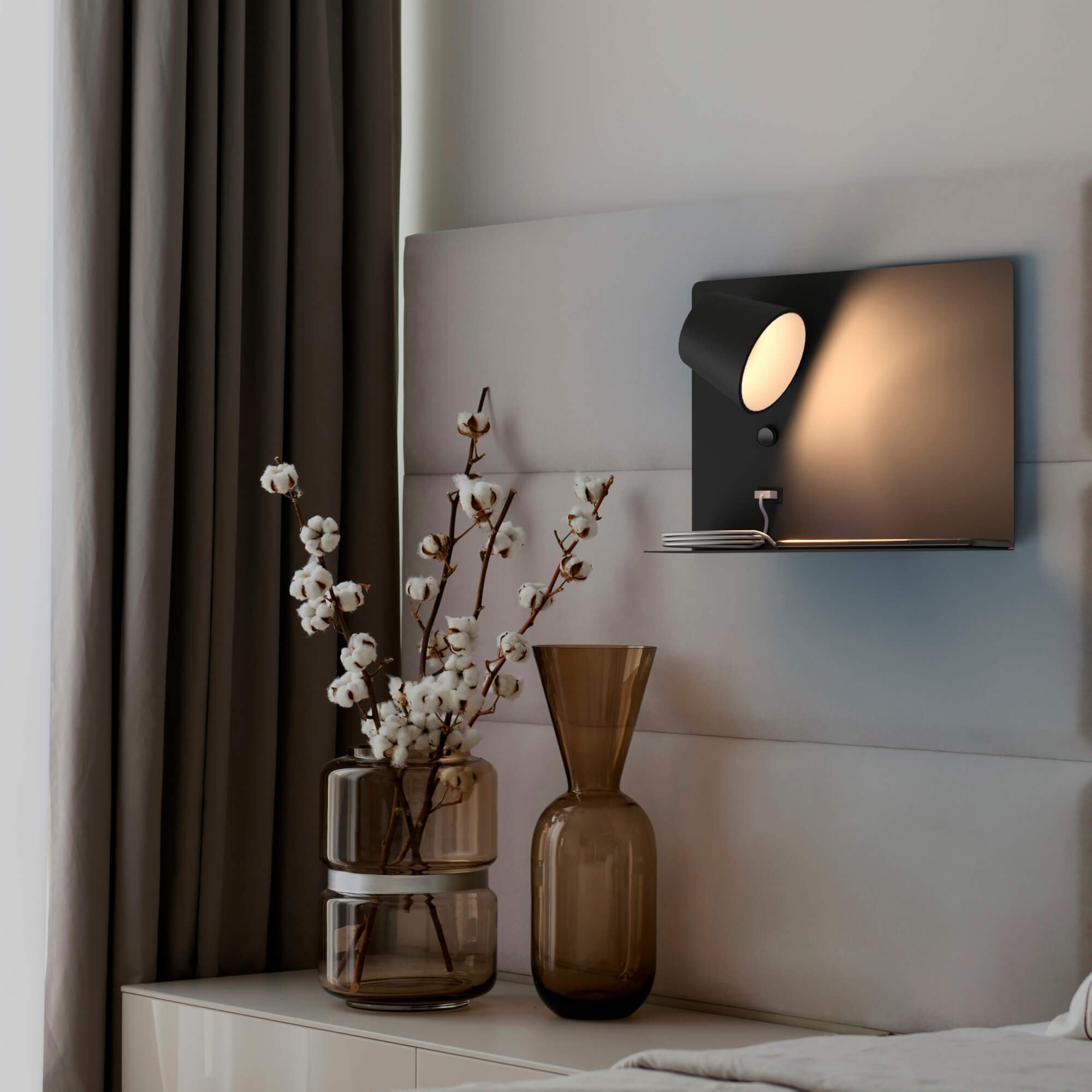 Aplique de pared para lectura con puerto USB "BASKOP" - 6W - Izquierda