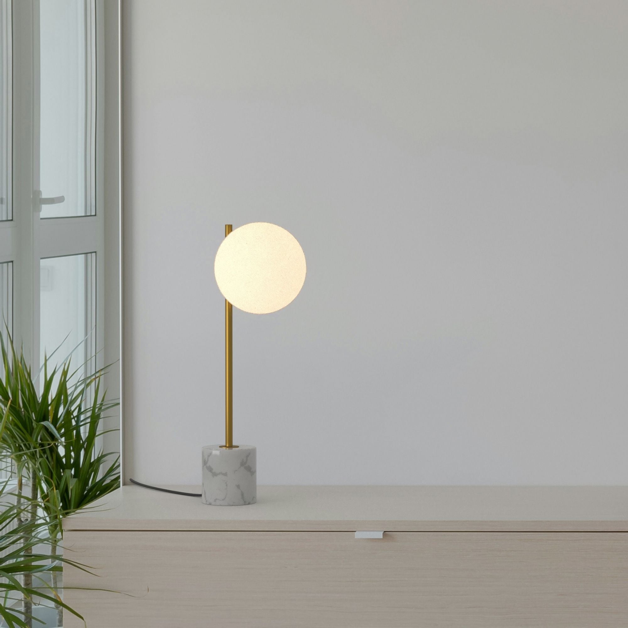 Lámpara de mesa bola cristal "LICRU" - E27 - Ø 15cm