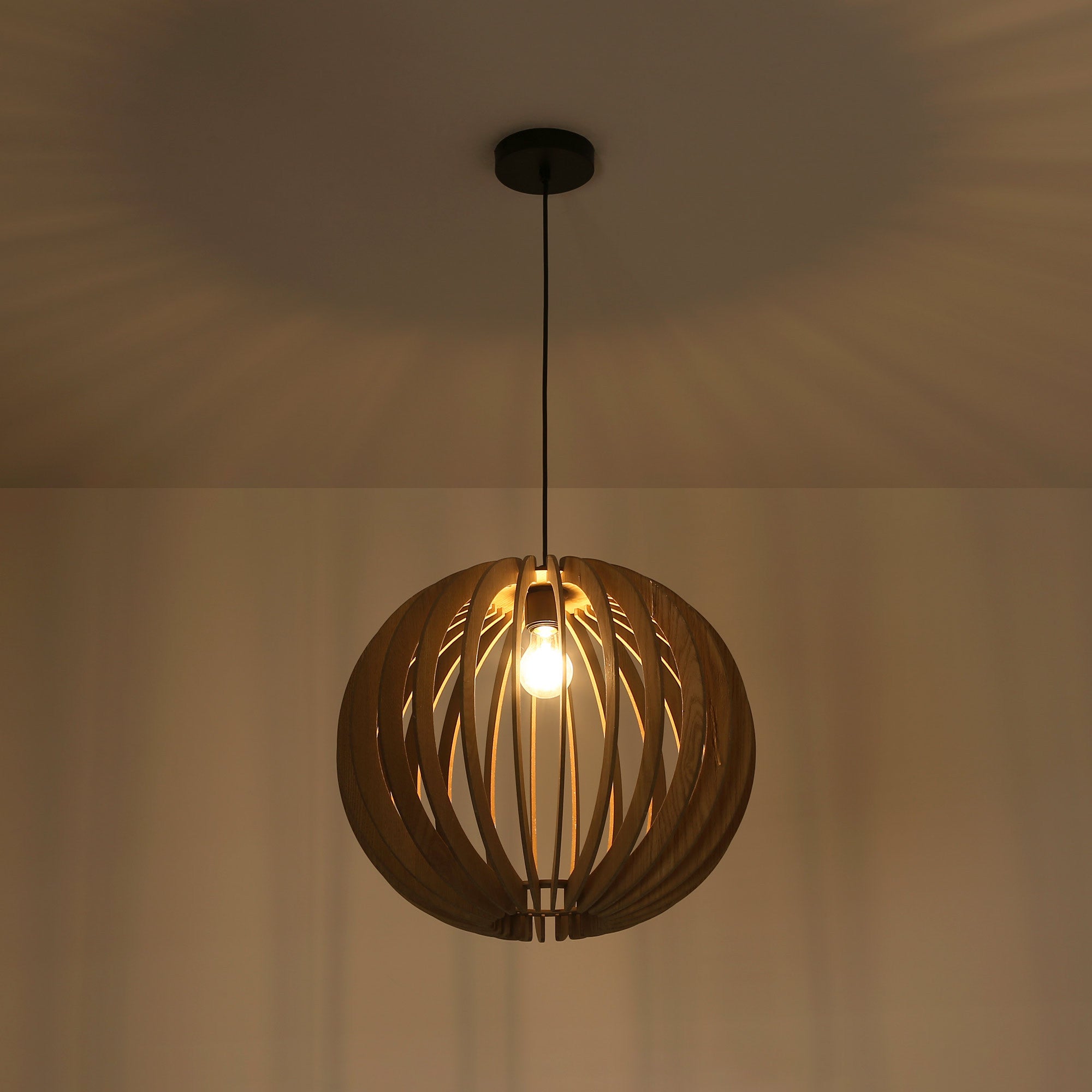 Lámpara colgante madera "BURMA" - Ø 45cm - E27