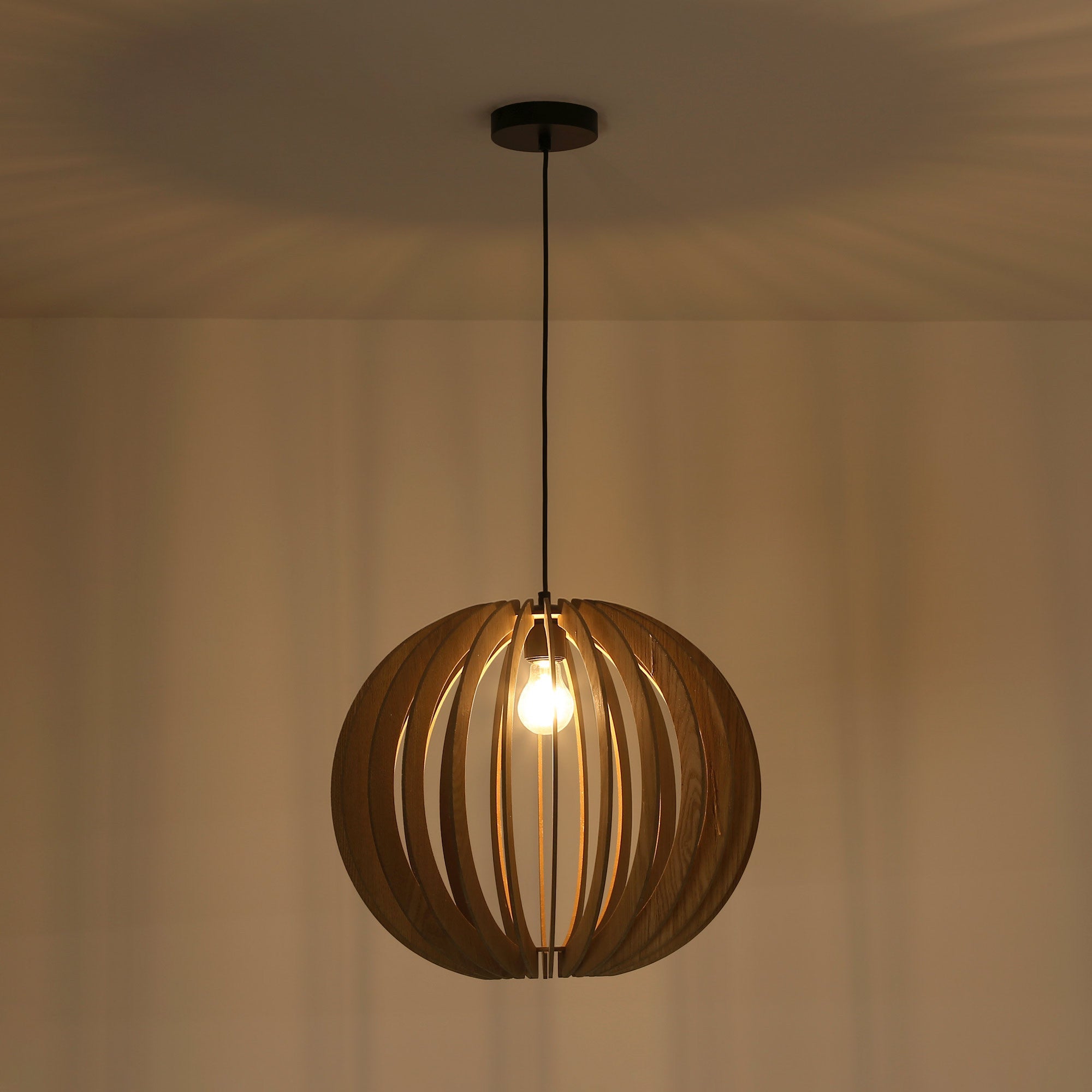 Lámpara colgante madera "BURMA" - Ø 45cm - E27