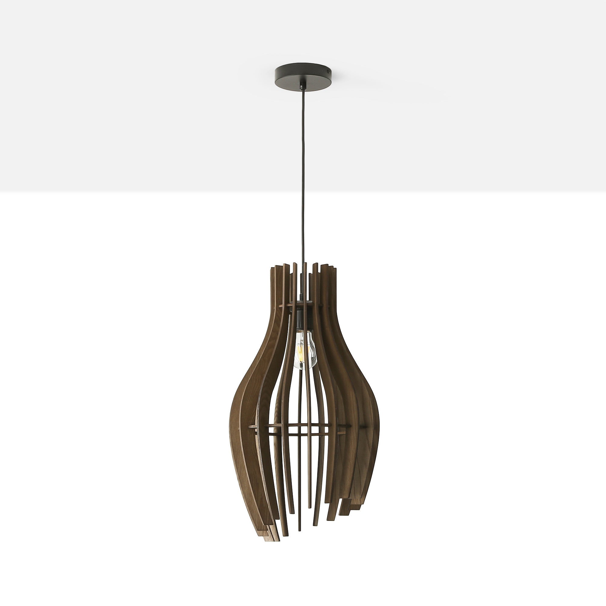 Lámpara colgante madera "HUNTEL" - Ø 30cm - E27