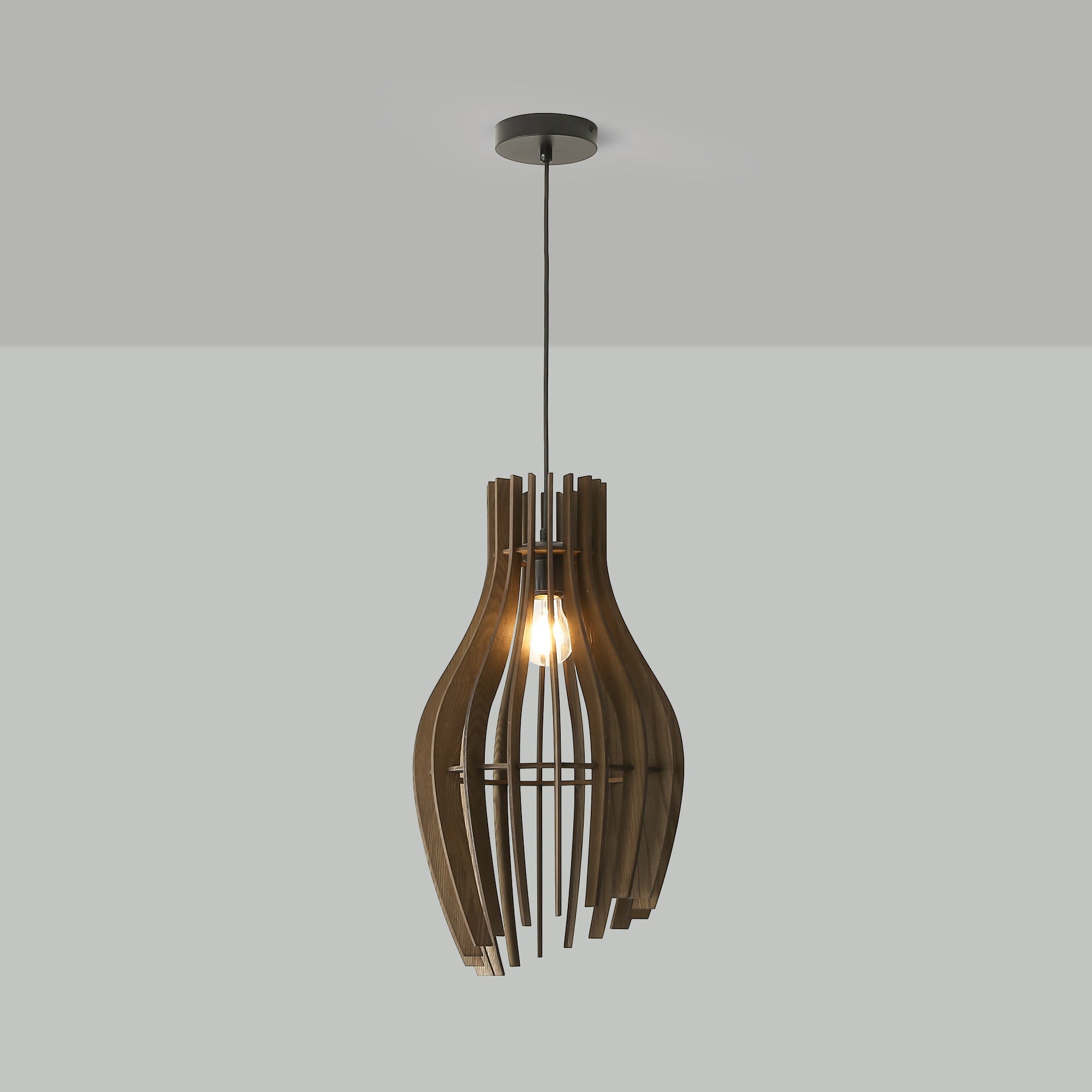 Lámpara colgante madera "HUNTEL" - Ø 30cm - E27
