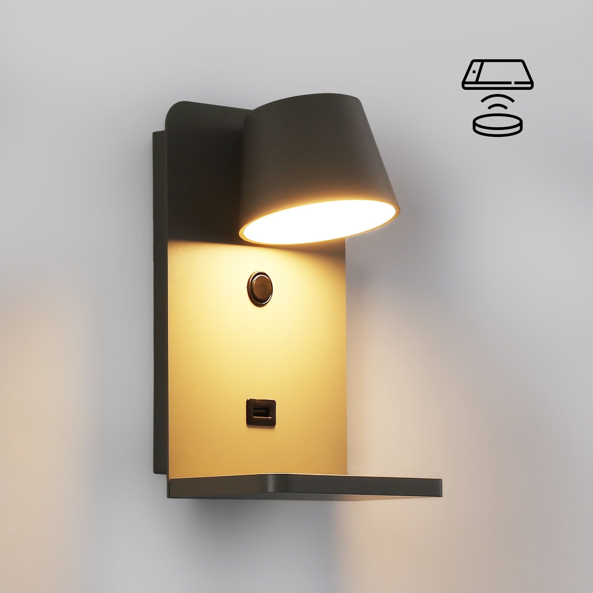 Aplique de pared para lectura con puerto USB "BASKOP W" - 6W - Base carga inalámbrica