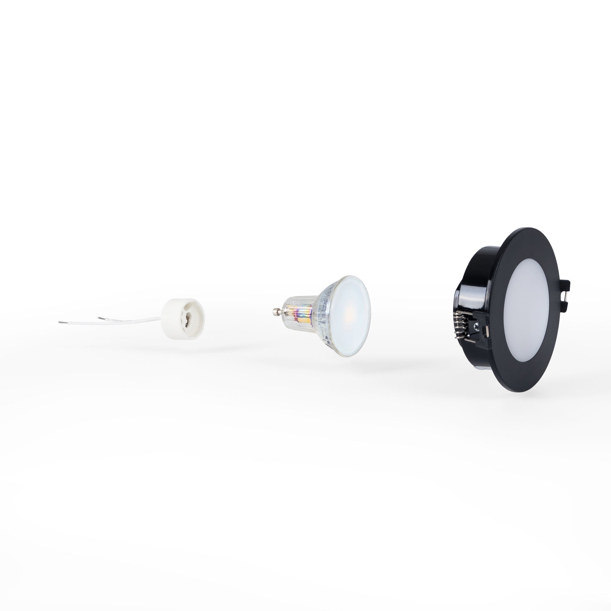 KIT Aro empotrable estanco Ø90mm + Bombilla GU10 6W + Portalámparas